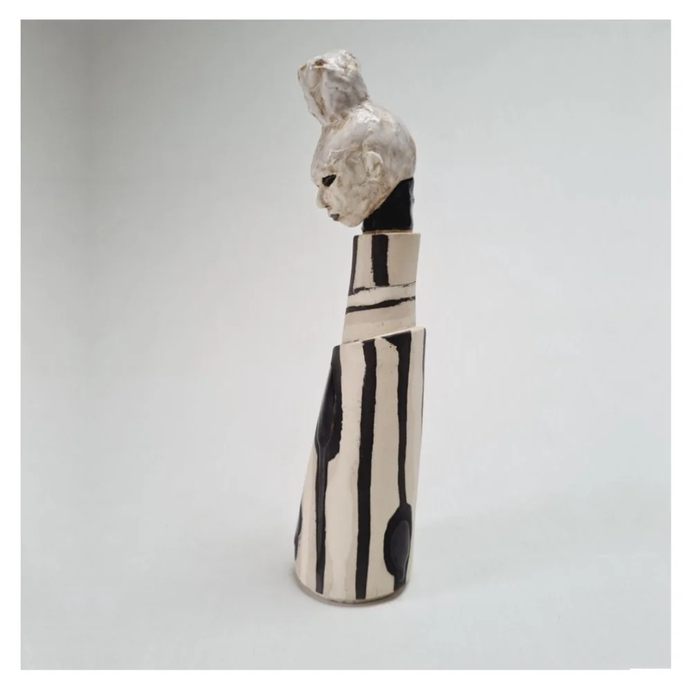 Tapered ceramic vase with stopper LHS Harriet Ferris .jpg