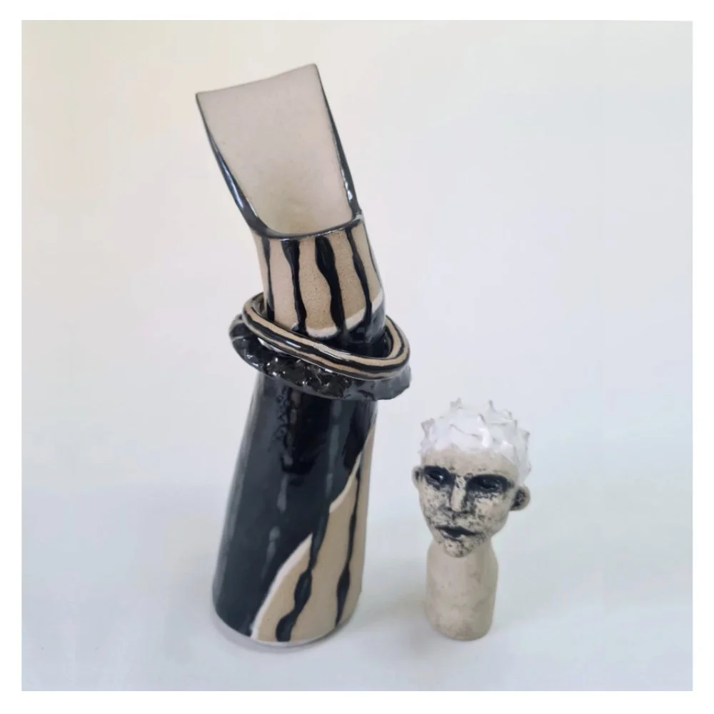 Sculpted female vase head removed Harriet Ferris