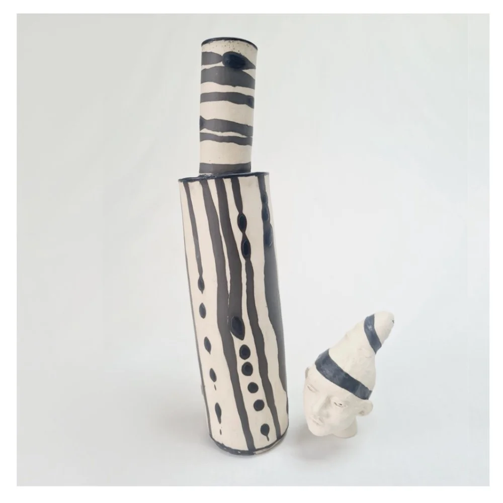 Ceramic bottle with head sculpture 2026 Harriet Ferris