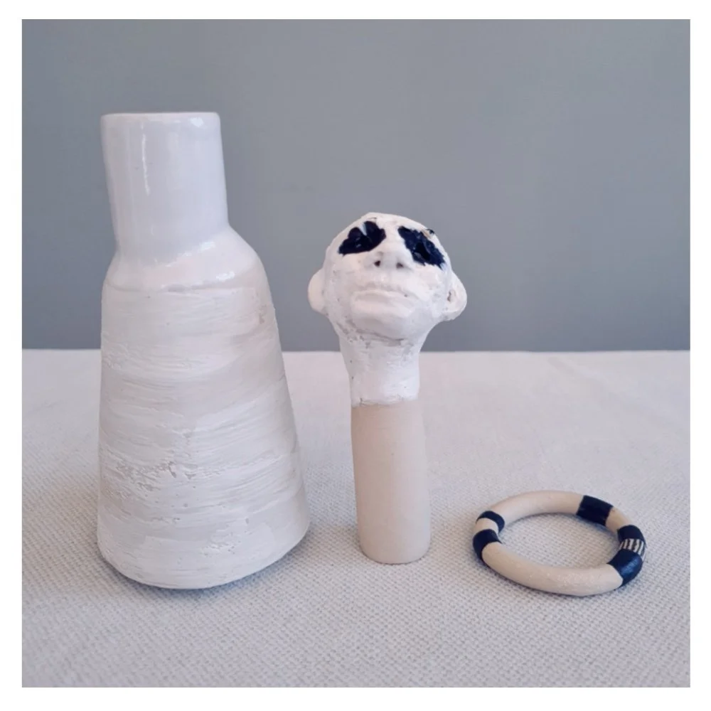 Figurative ceramic bottle 3 piece