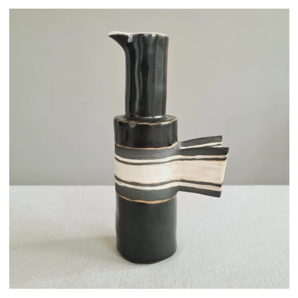 Harriet Ferris black ceramic winged jug