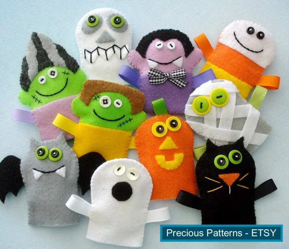 15 DIY Halloween Finger Puppets | Fun Cloth Crafts - Felt Craft Patterns