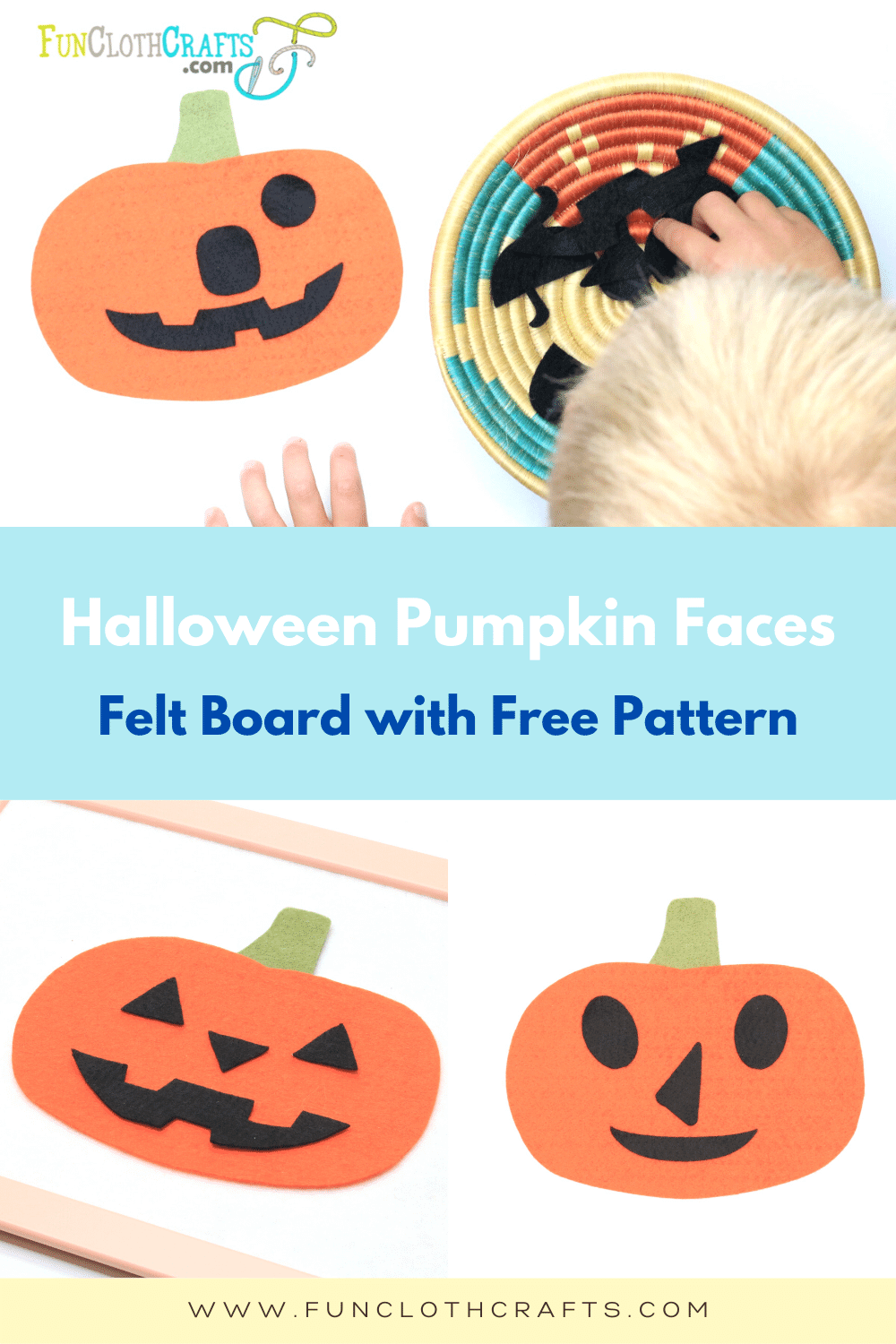 DIY Felt Board Halloween Pumpkin Faces [FREE PATTERN] | Fun Cloth Crafts -  Felt Craft Patterns