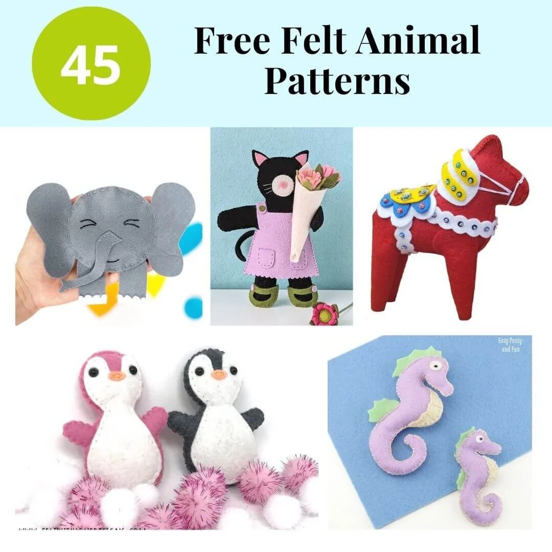 45 Free Felt Animal Patterns 🐻🦊🦉
I&rsquo;ve been diving into all the cute felt animals you can make &ndash; and I am happy I found so many!
I&rsquo;ve put together 45 free felt animal patterns for you to try. There&rsquo;s everything from woodland