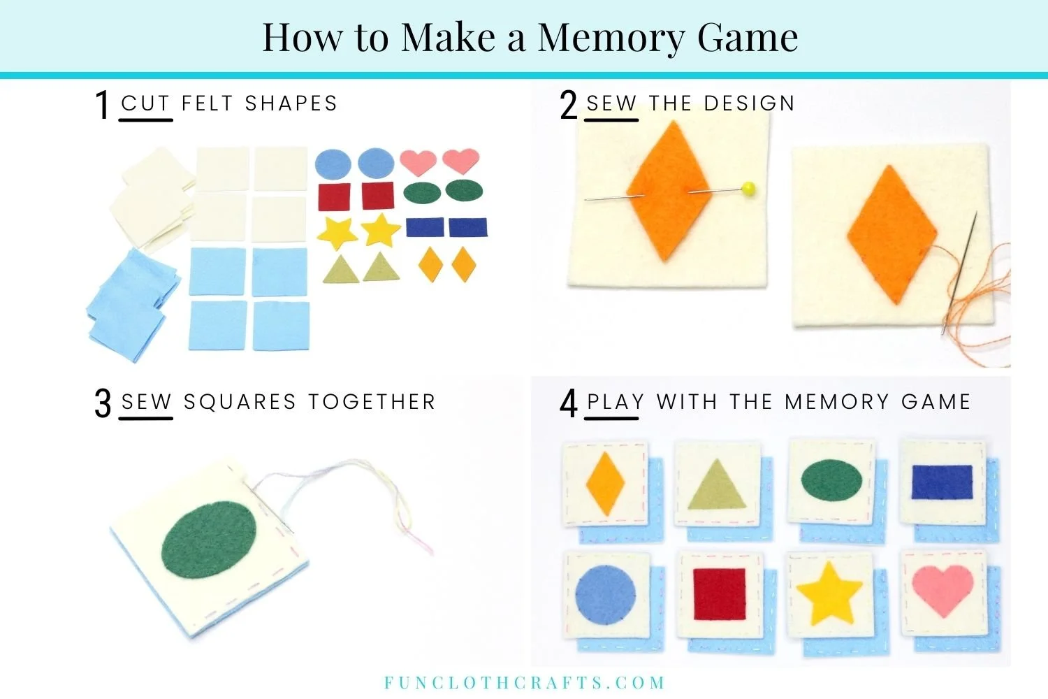how to make a felt memory game infographics, felt memory game with shapes