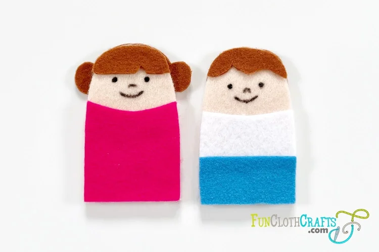 No Sew Felt Family Finger Puppets with Free Pattern | Fun Cloth Crafts ...