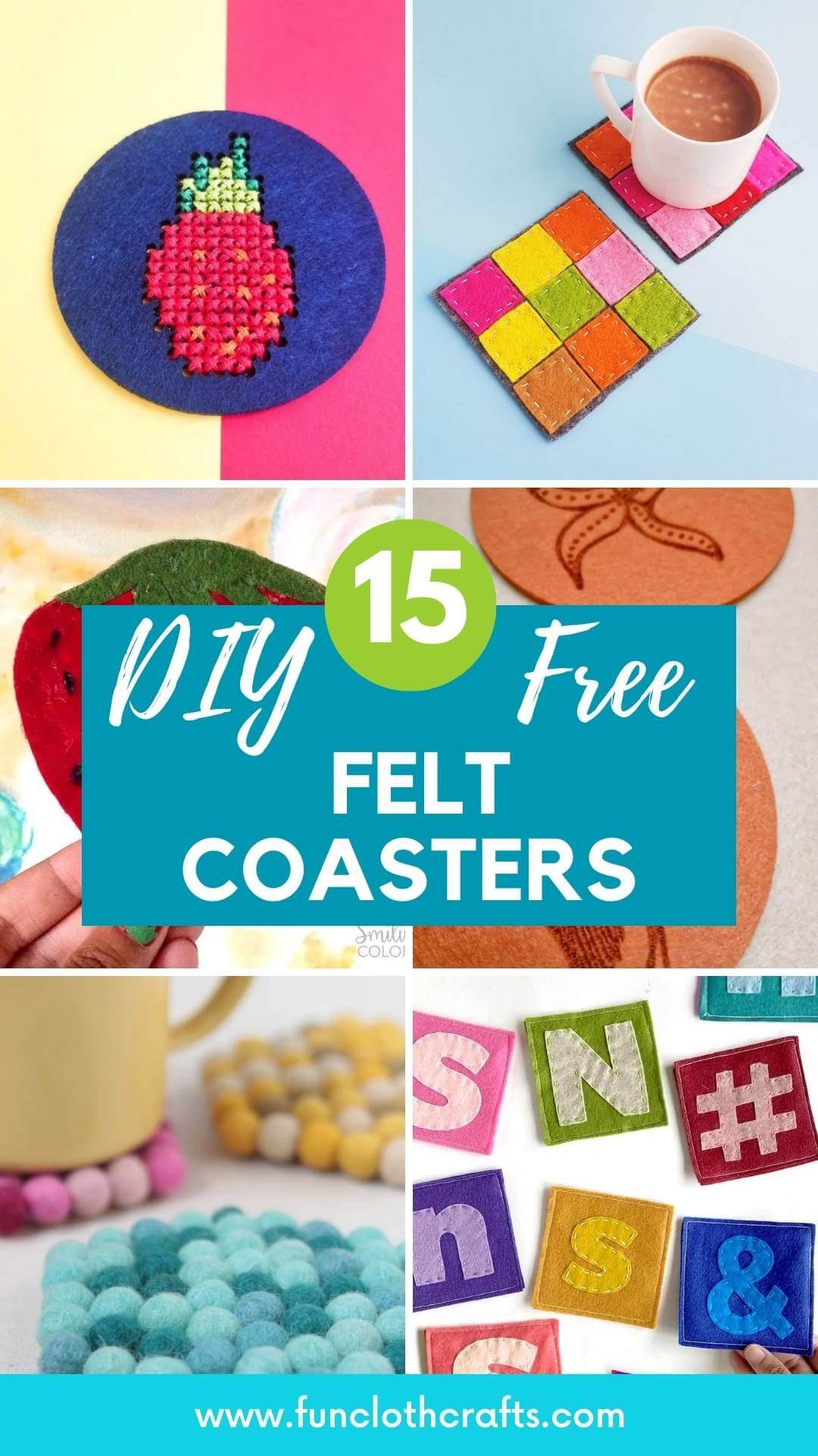 15 DIY Felt Coasters, Free Patterns