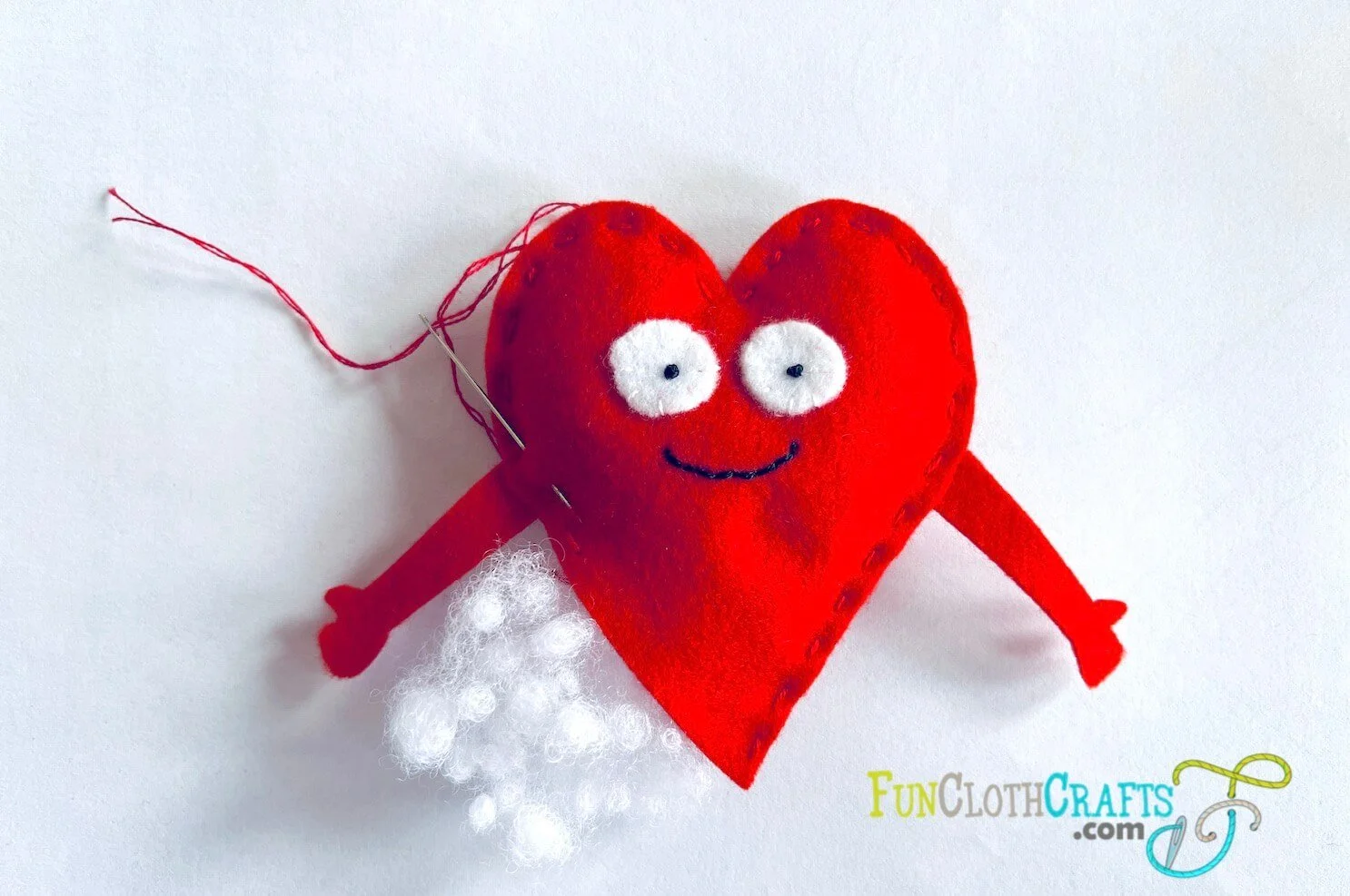 red felt heart softie filled with fibrefill