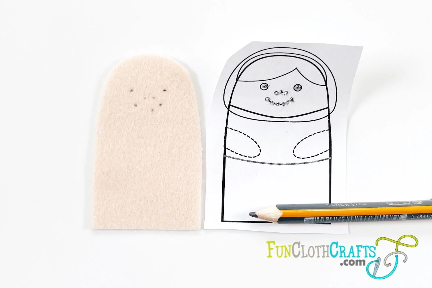 no sew family finger puppets, trace the face onto the finger puppet body