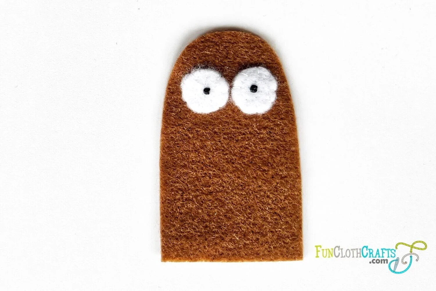 turkey finger puppet, sew eyes with whip stitch and french knot