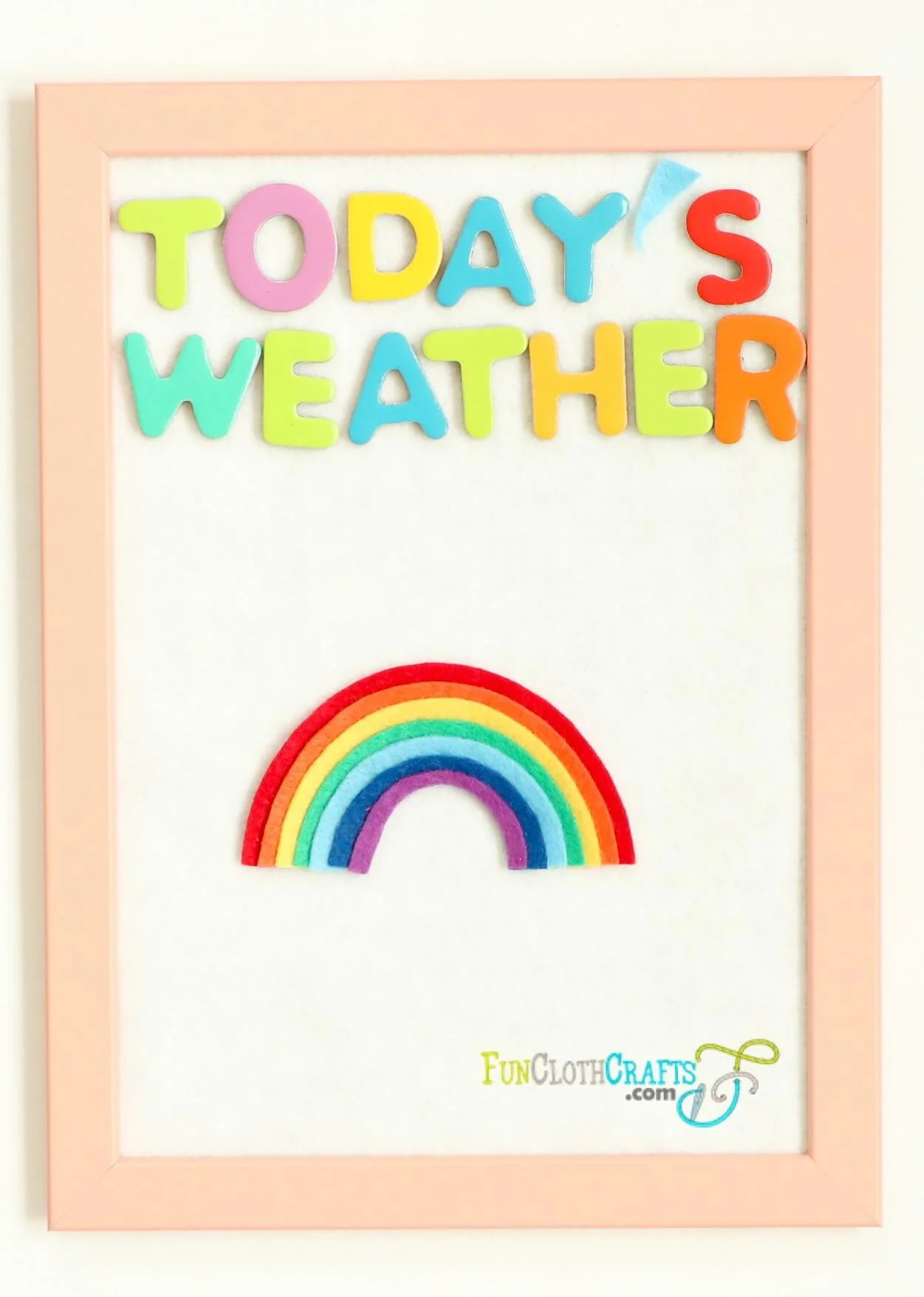 felt weather symbols board with a sign today's weather and felt rainbow