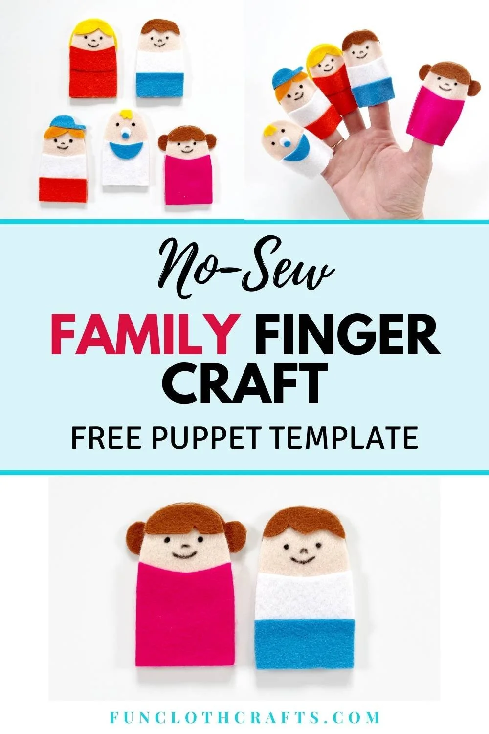 No Sew Felt Family Finger Puppets with Free Pattern | Fun Cloth Crafts - Felt Craft Patterns no-sew-felt-family-finger-puppets-with-free-pattern-fun-cloth-crafts-felt-craft-patterns