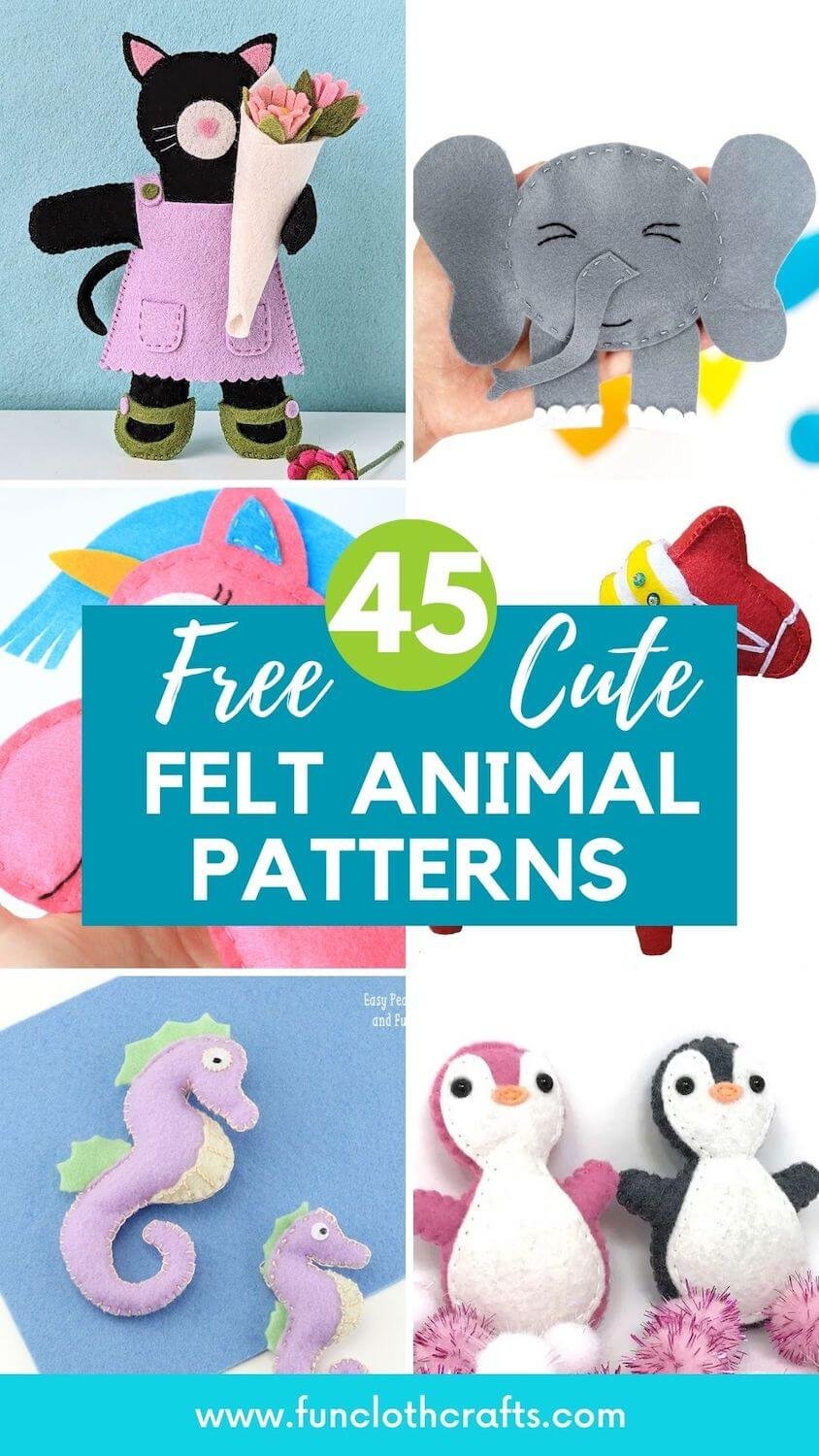 45 Free Felt Animal Patterns  Fun Cloth Crafts - Felt Craft Patterns