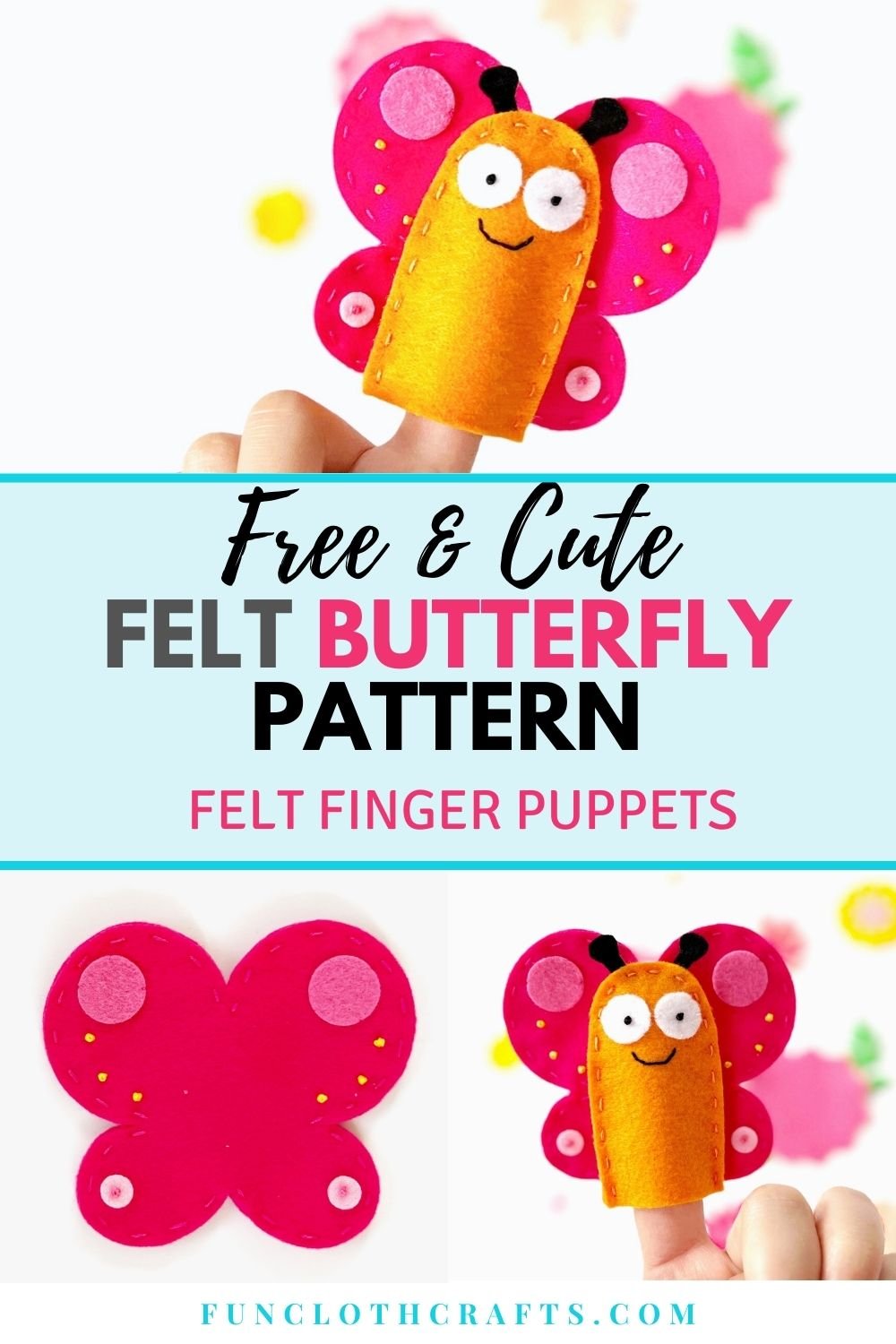 free and cute felt butterfly pattern for butterfly felt finger puppet