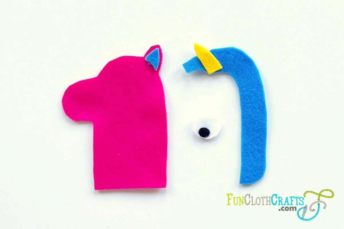 unicorn felt pattern, glue pieces together