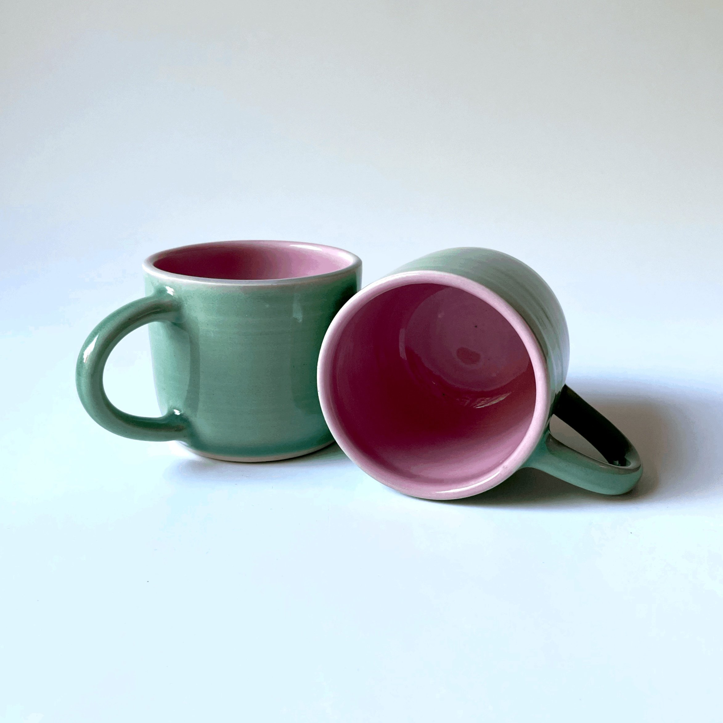 PINK AND GREEN FLAT WHITE CUP