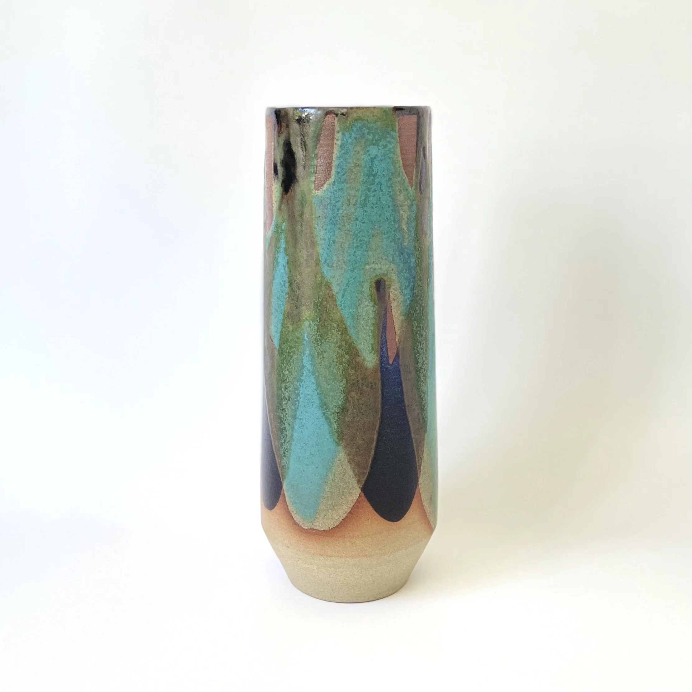 Large tenmoku and turquoise stoneware vase - 3/3