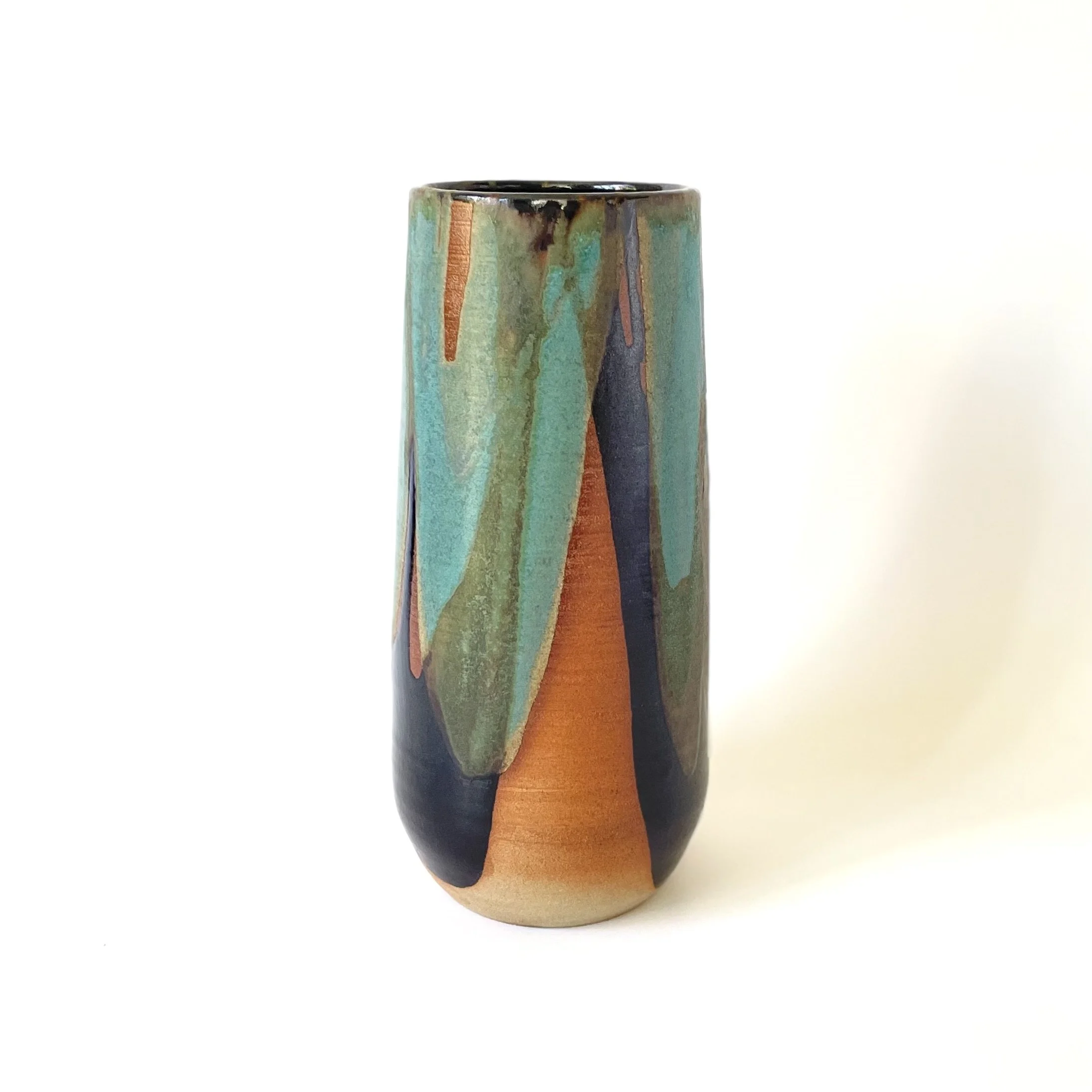 LARGE TENMOKU AND TURQUOISE VASE - 1