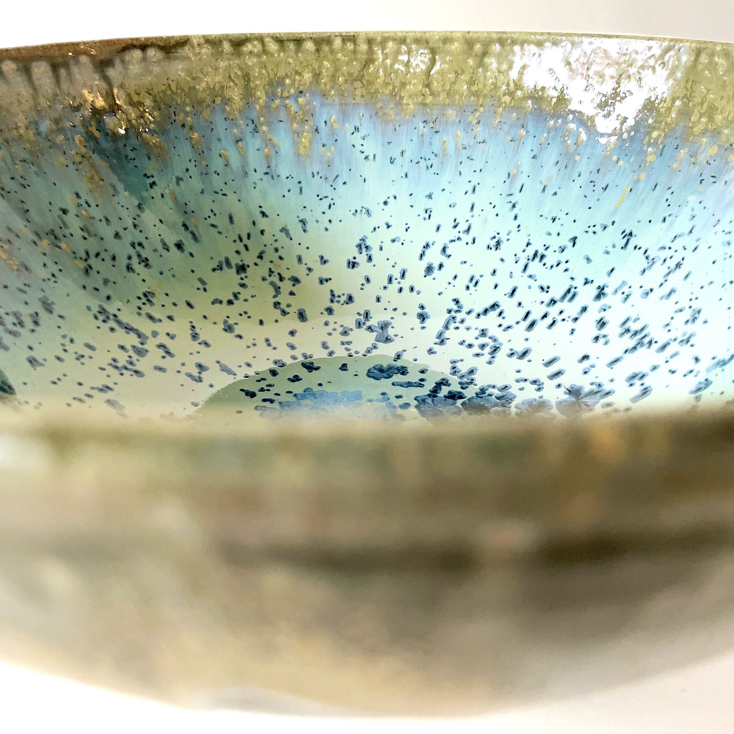 Large granite silver crystal pottery ceramic bowl 2