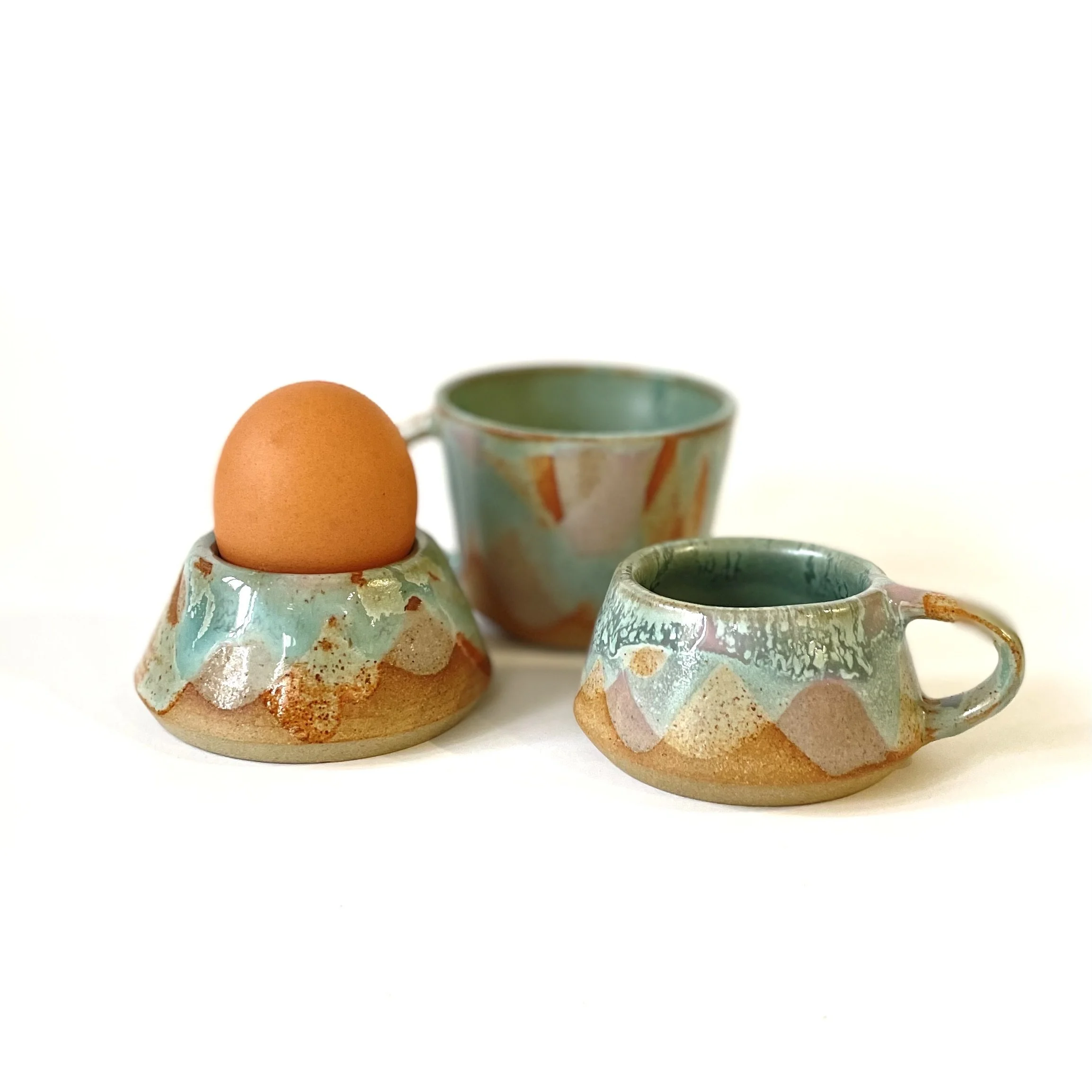 Stoneware egg cup in spring design 2