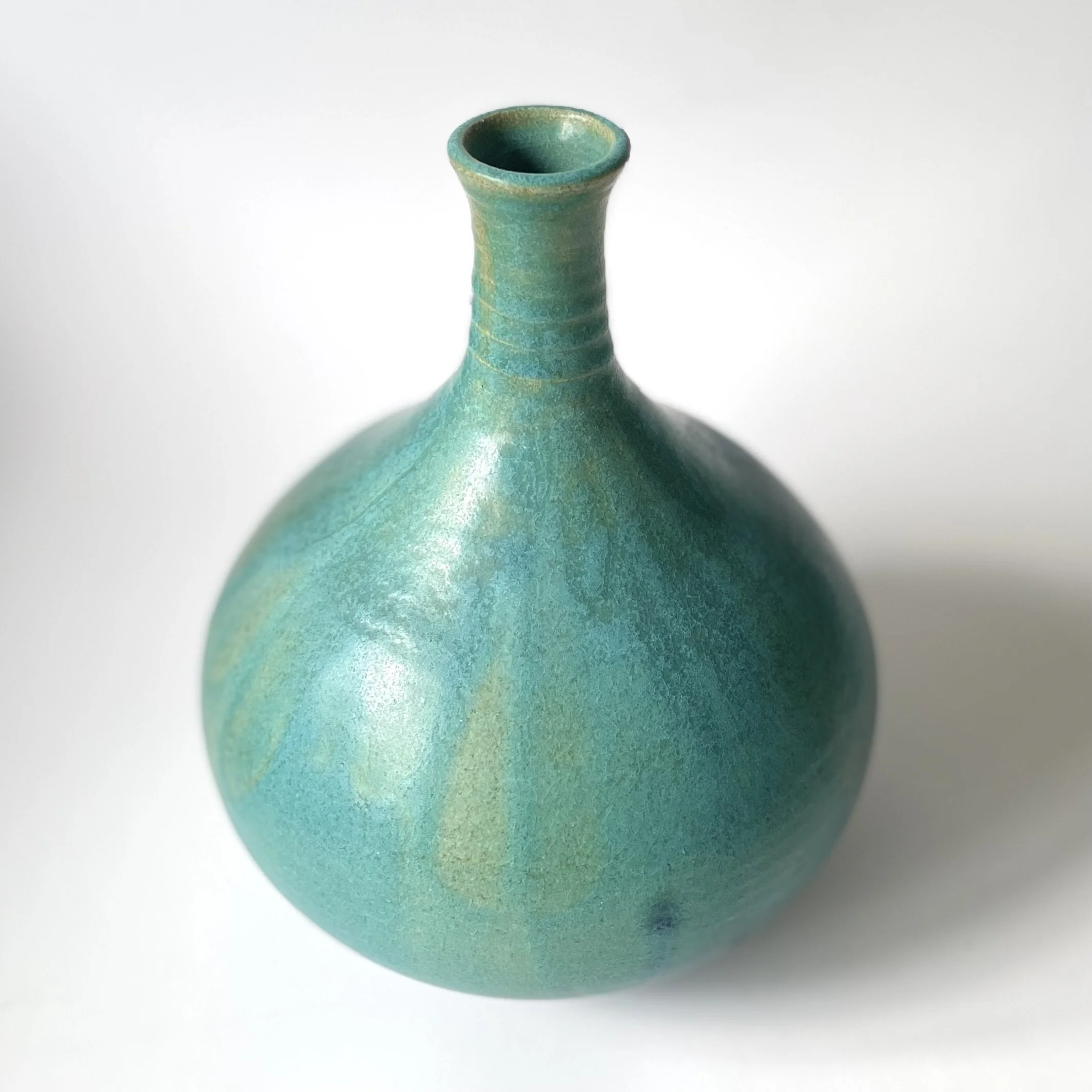 Large stoneware vase glazed in turquoise 4