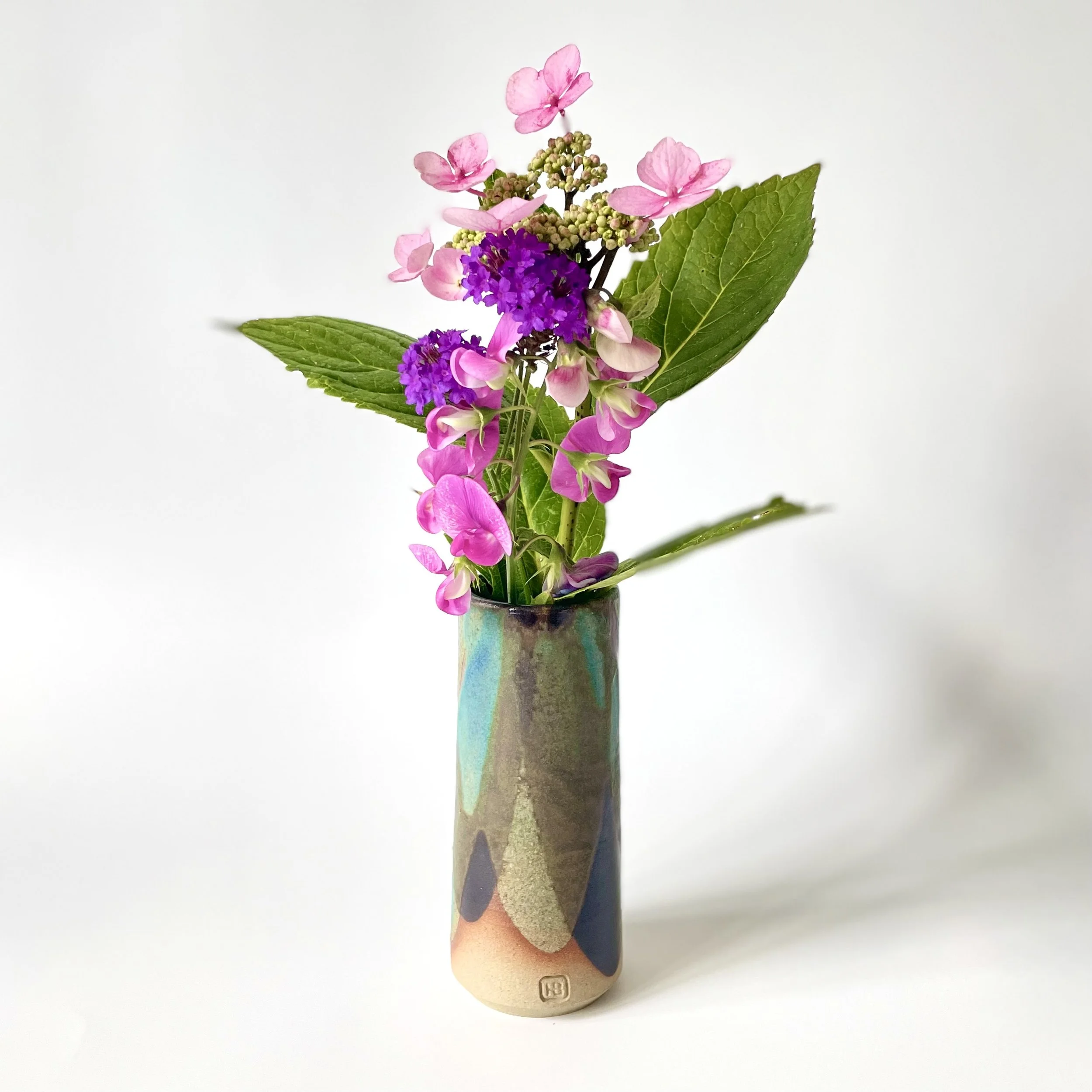 Small bud vase in tenmoku and turquoise 3