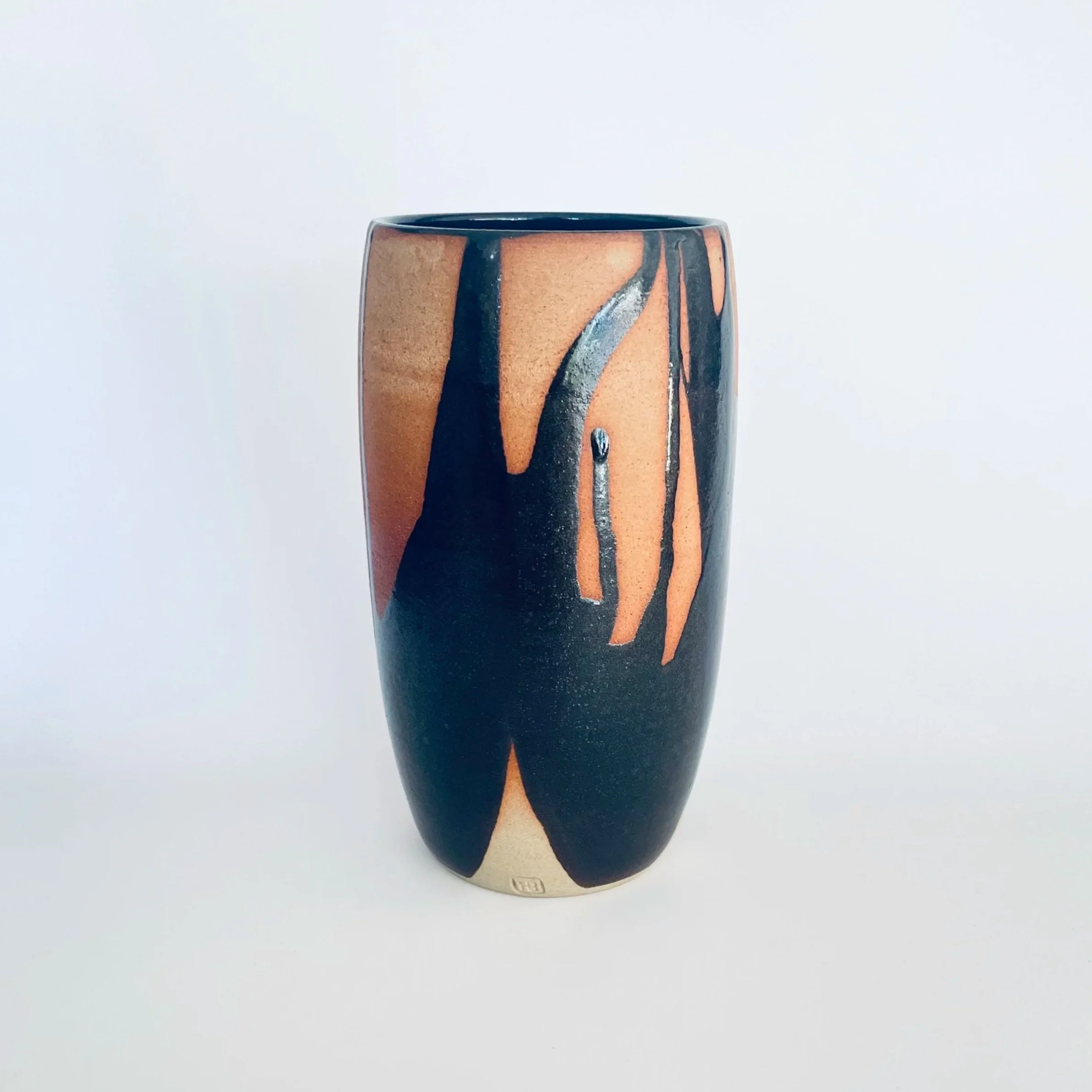 Large stoneware vase glazed in tenmoku 2