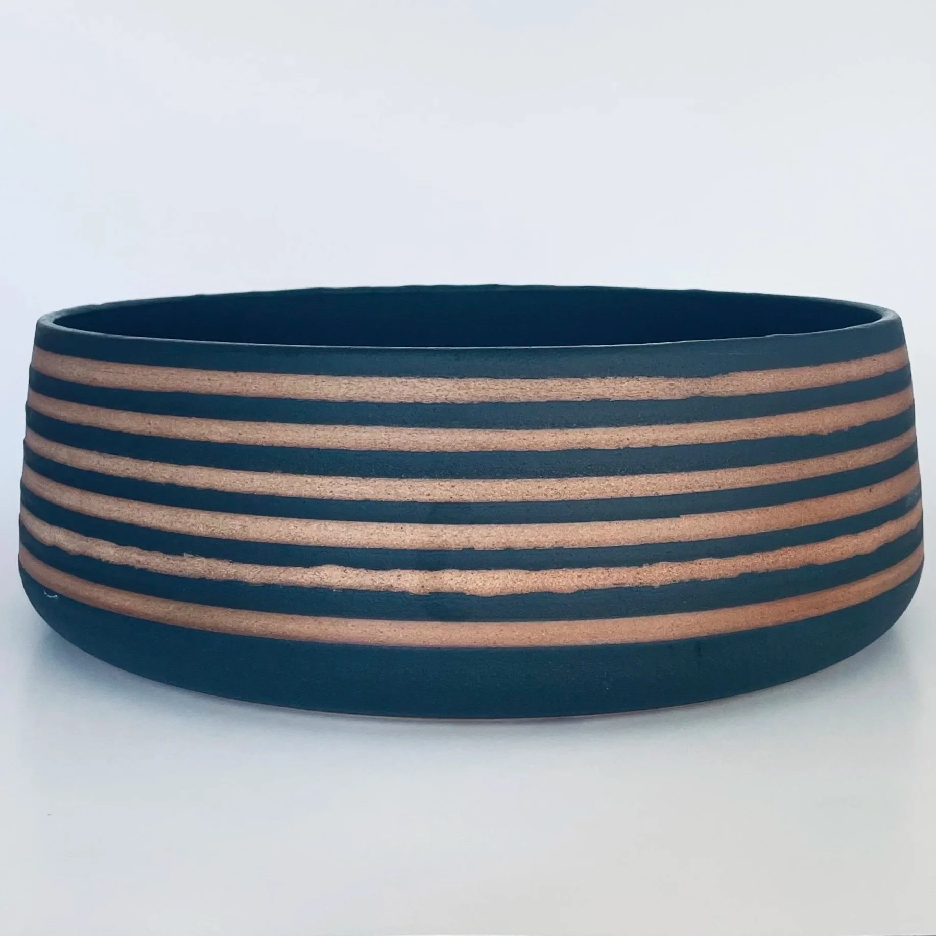 Large statement charcoal striped stoneware vase 3