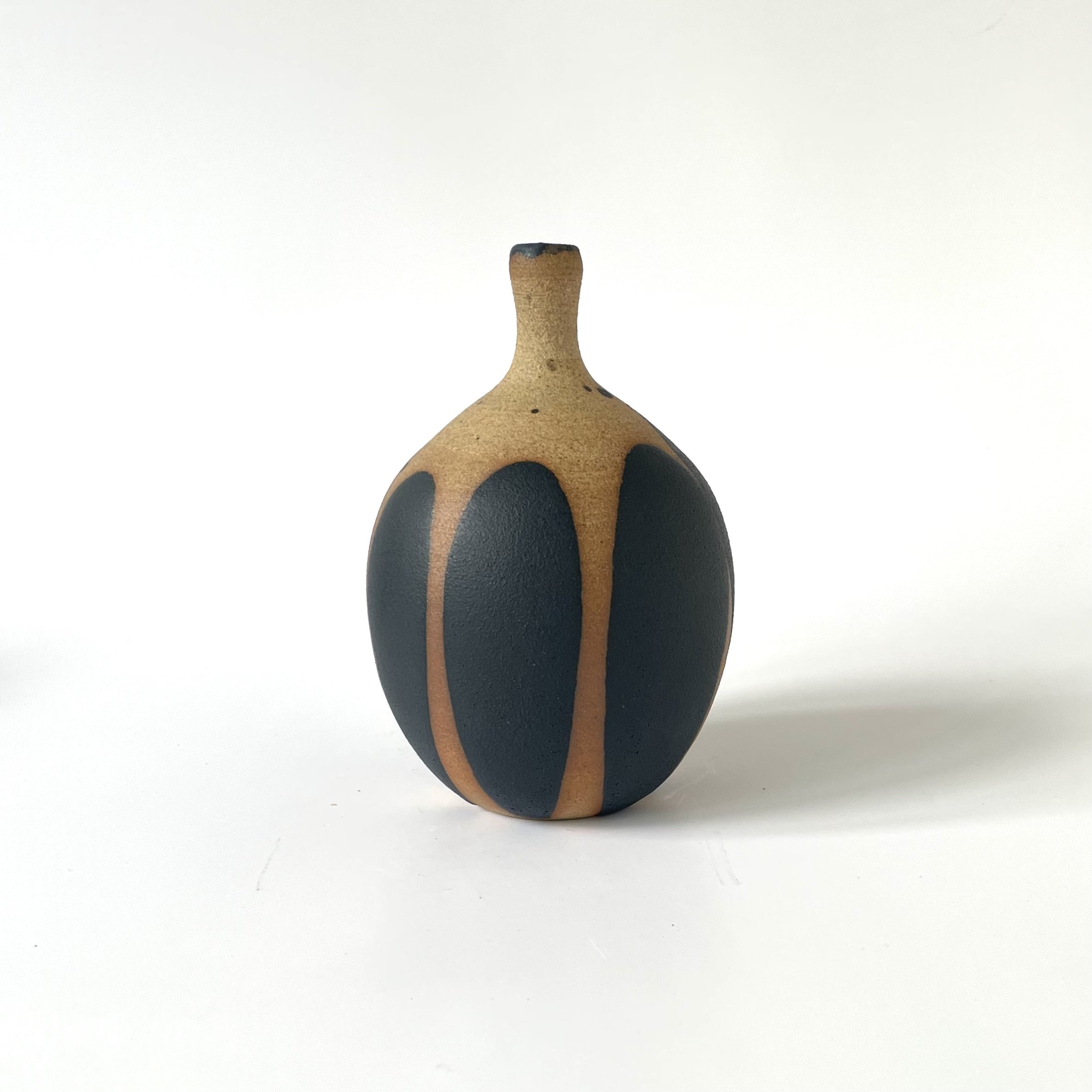 Stoneware bud vase with charcoal petal design mark making 3