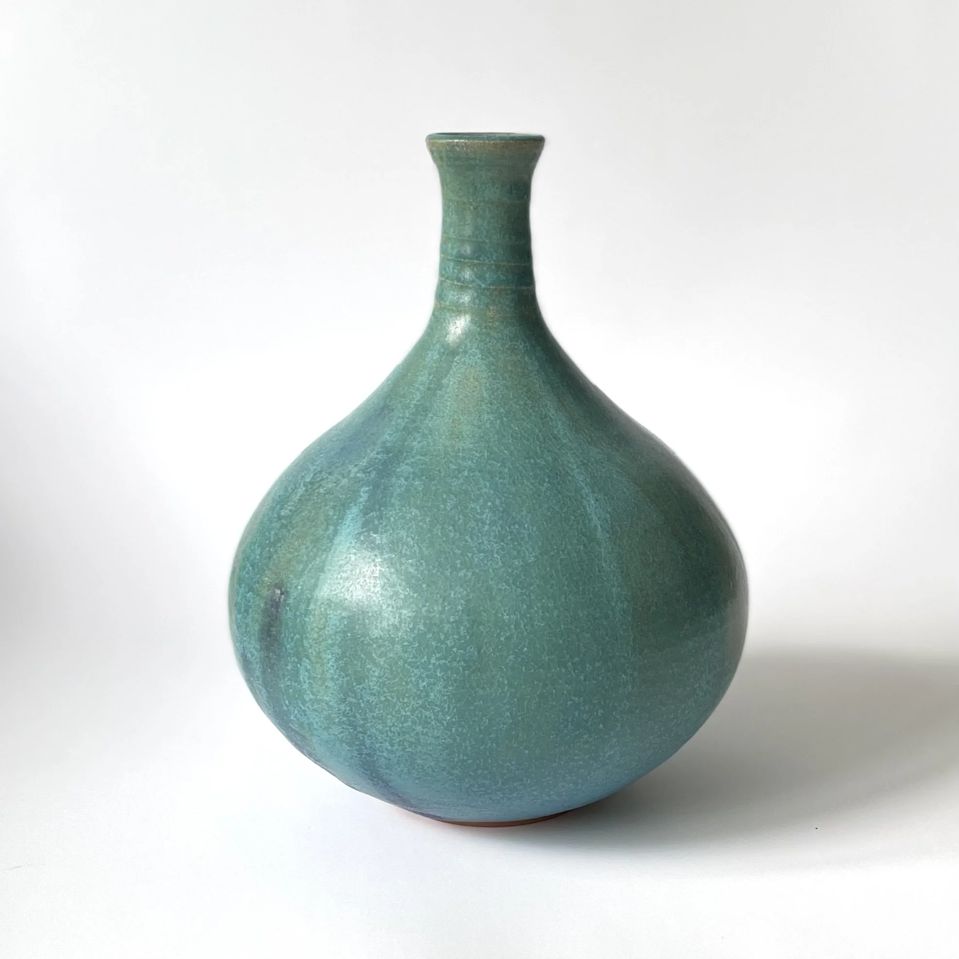Large stoneware vase glazed in turquoise 2