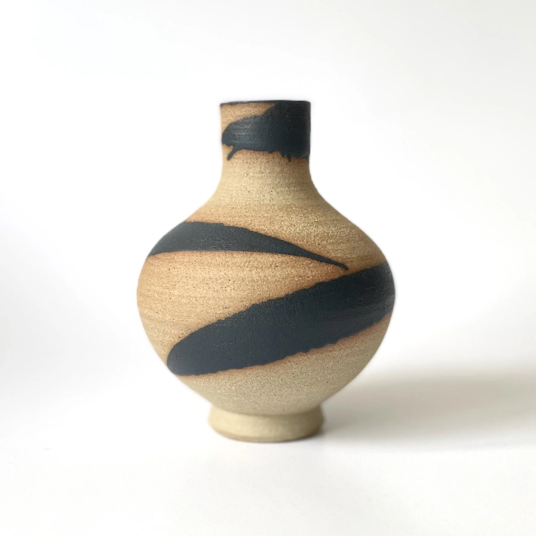Small bud vase in black bamboo mark making 1