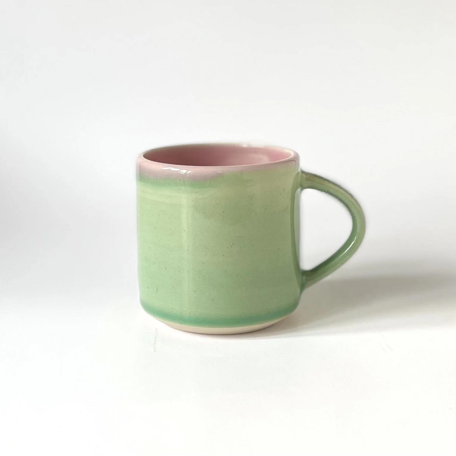 PINK AND GREEN FLAT WHITE CUP