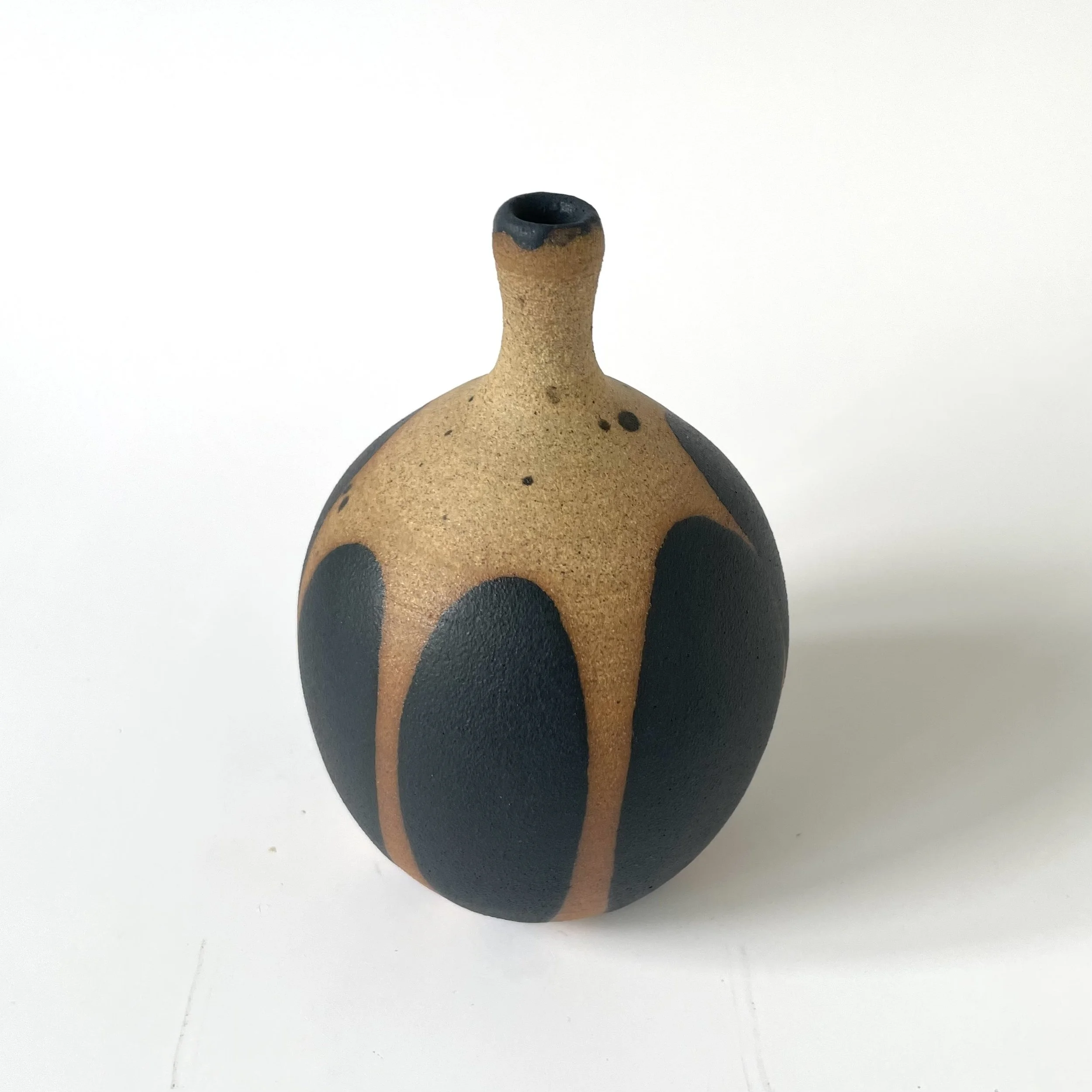 Stoneware bud vase with charcoal petal design mark making 4