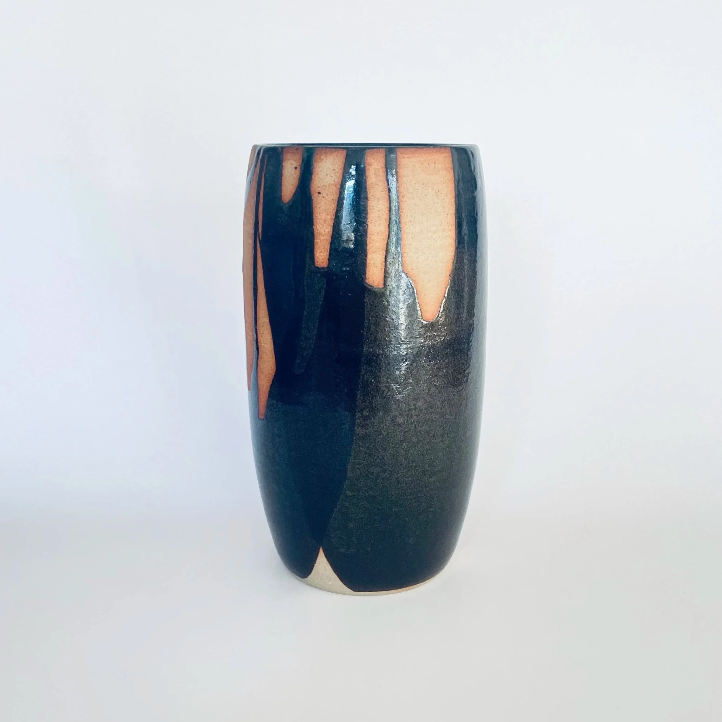Large stoneware vase glazed in tenmoku 3