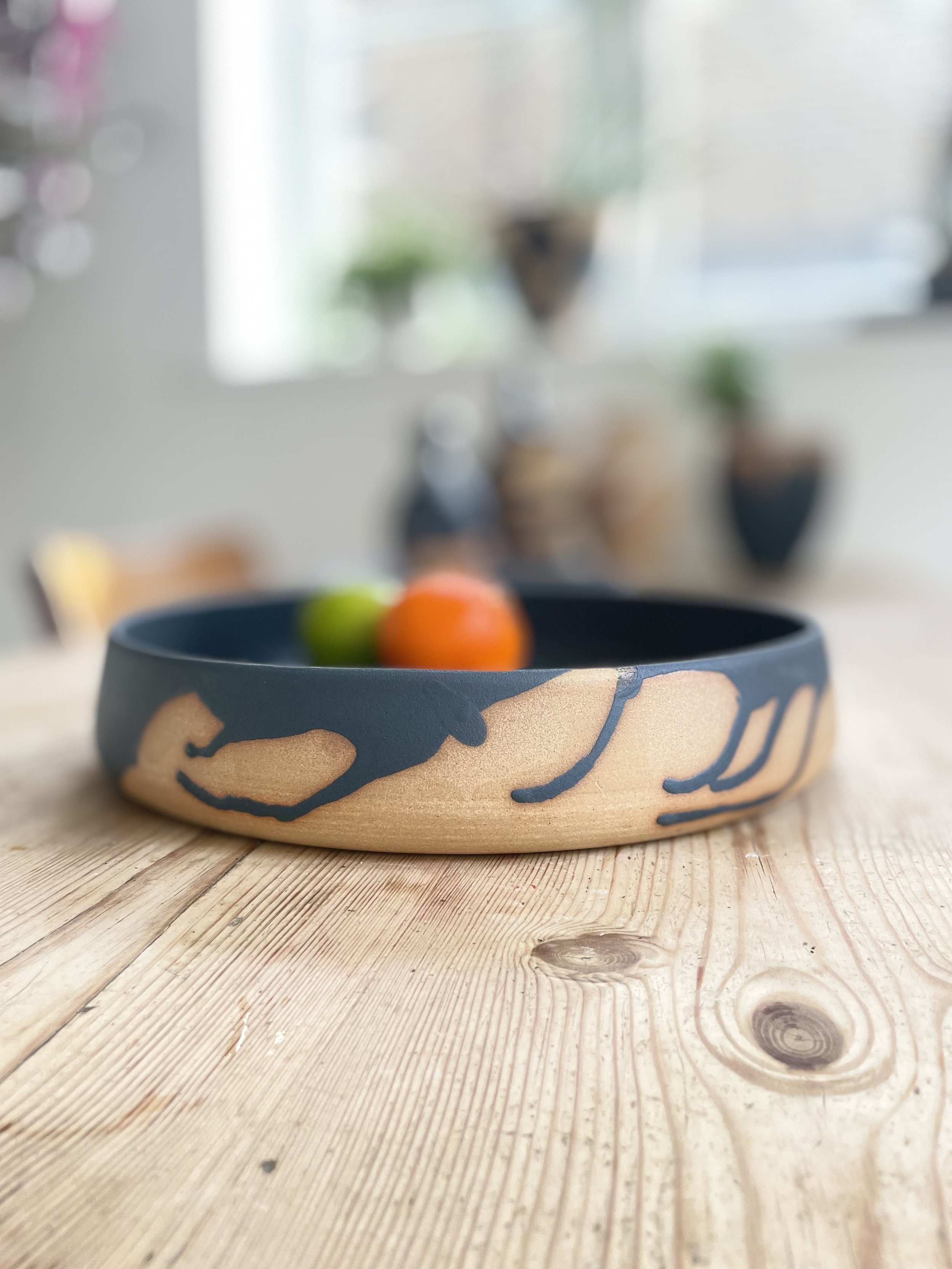 Large stoneware bowl glazed in charcoal 5