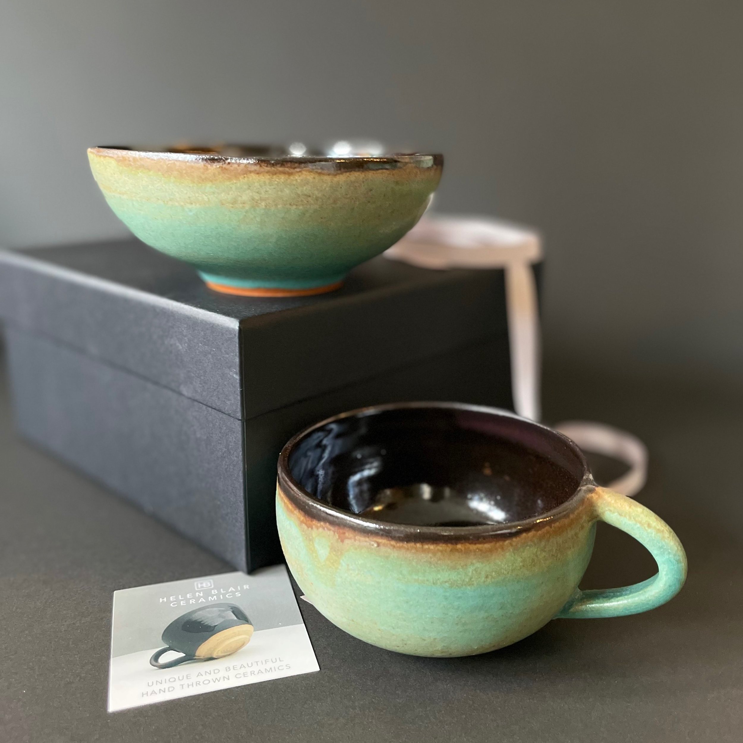 Hand thrown stoneware breakfast set gift box 2