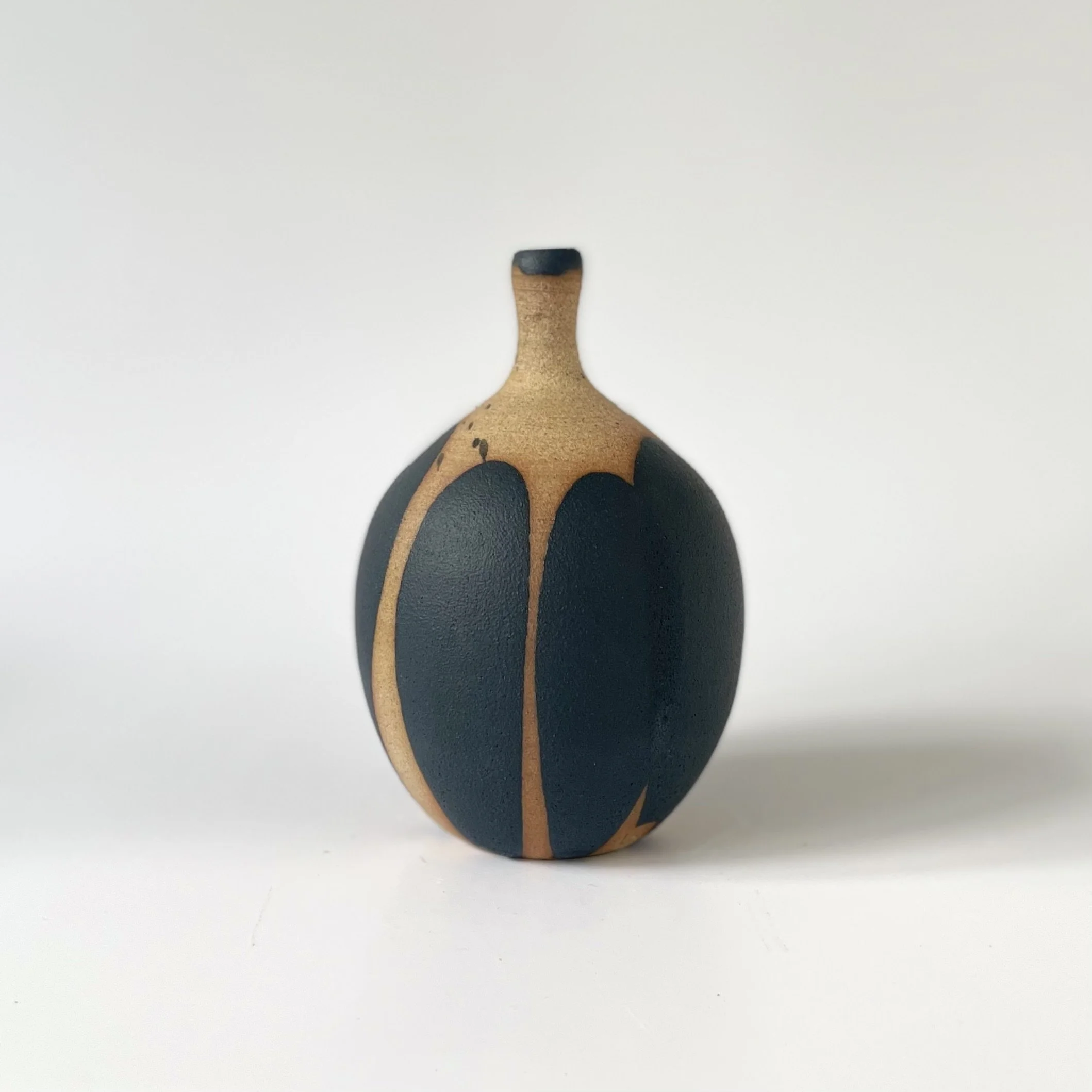 Stoneware bud vase with charcoal petal design mark making 2