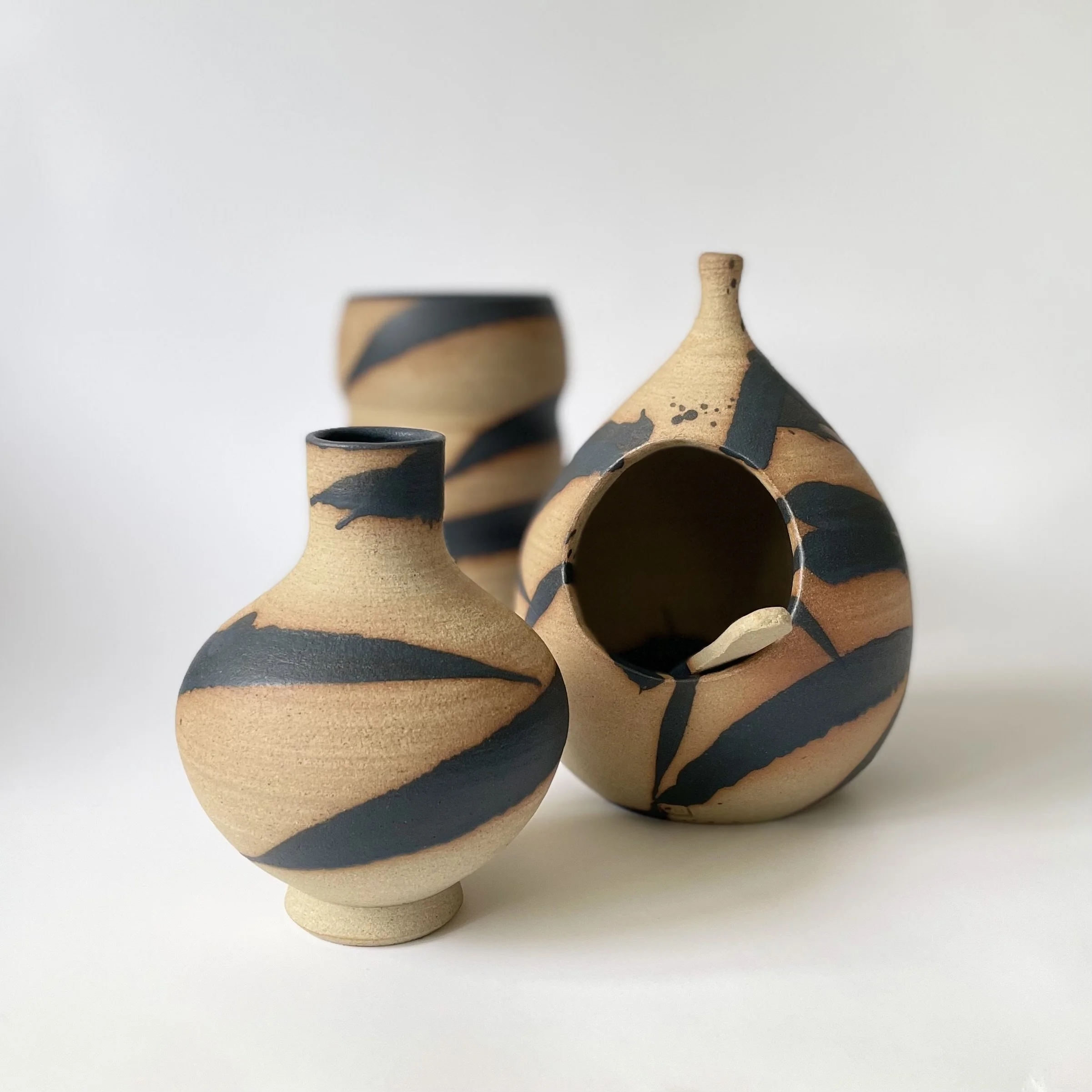 Small bud vase in black bamboo mark making 4
