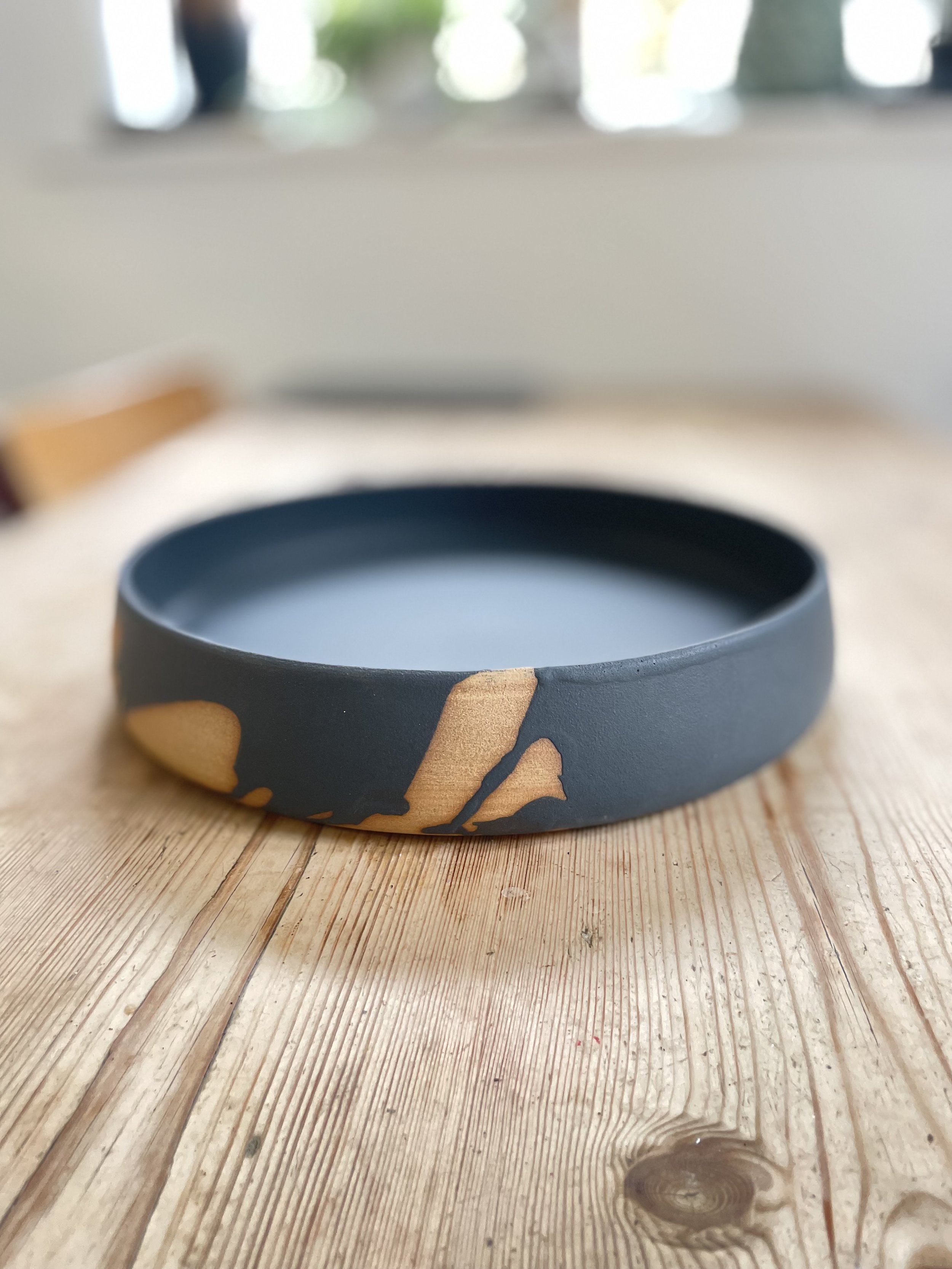 Large stoneware bowl glazed in charcoal 2