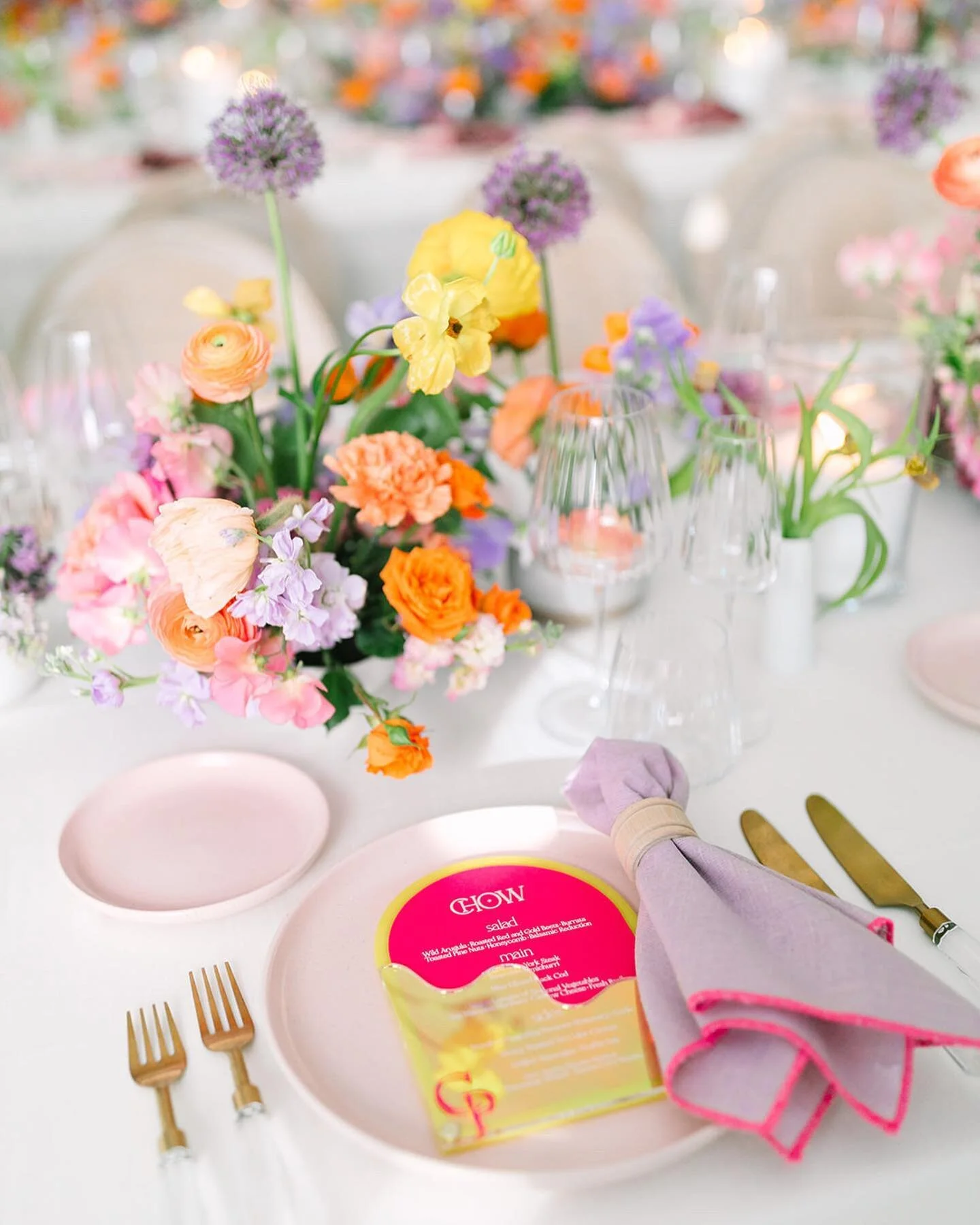 This past weekend we created signage for a surprise proposal and wedding that @brookenicoleevents pulled off! 💫 The custom signage we made for the big day was some of the most colorful, fun and unique that we&rsquo;ve ever made. From acrylic menus t