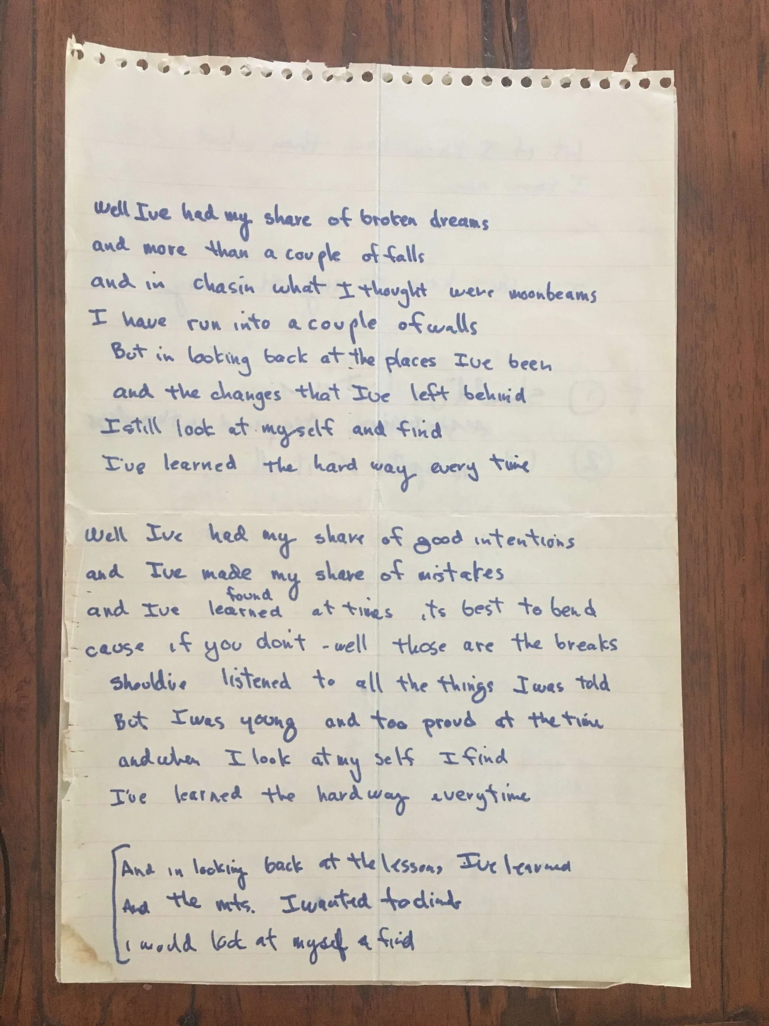 Jim Croce Handwritten Lyrics1.JPG
