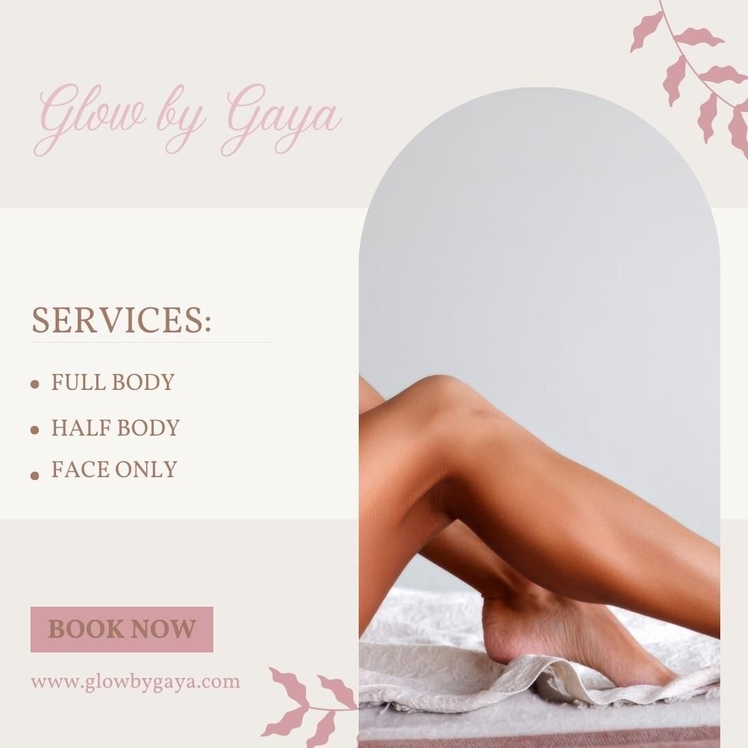 ✨ As we're gearing up for our grand opening, here are some of our services that we will be offering! Each spray tan is customized  and done by a sunless consultant. 

💡 Want a full body tan? ✔️ Wearing a long dress and want to skip the legs? ✔️ Just