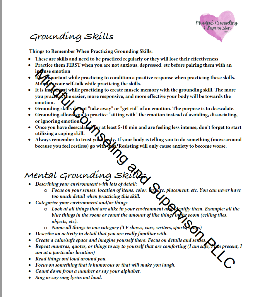 Grounding Skills Handout