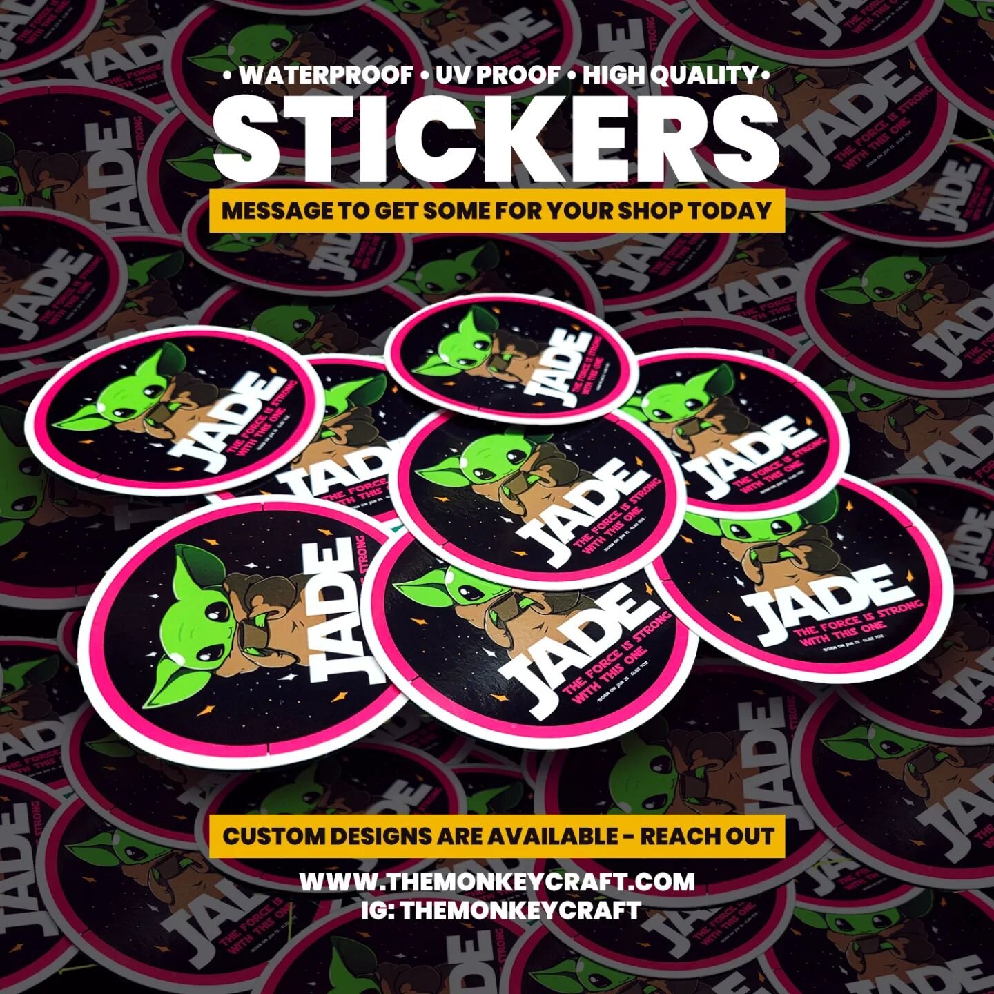 Perfect gift for baby showers!
Custom Printed stickers - any size and theme! Perfect for those who want to customize their clothing,  belongings, accessories, and brand their baby stuff!

#starwars #yoda #starwarsmemes #starwarsnerd #babyyoda #yodaba