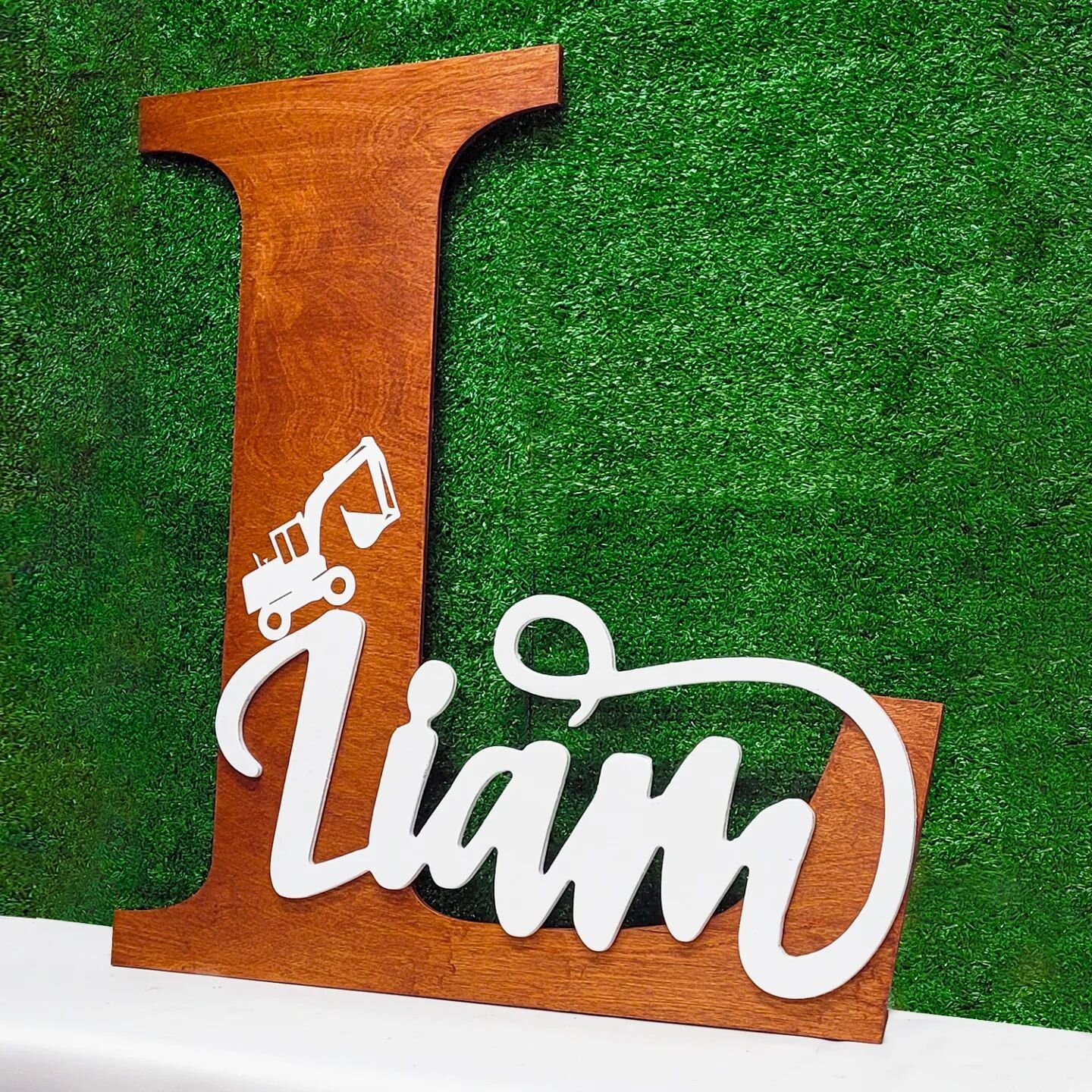 Oversized Nursery Name Sign with monogram and name - Great gift item for any upcoming birthdays or nursery room builds! Can be made with any combination of colours. Message for details!

#nursery #sign #decor #kids #decorating #monogram #logo #letter