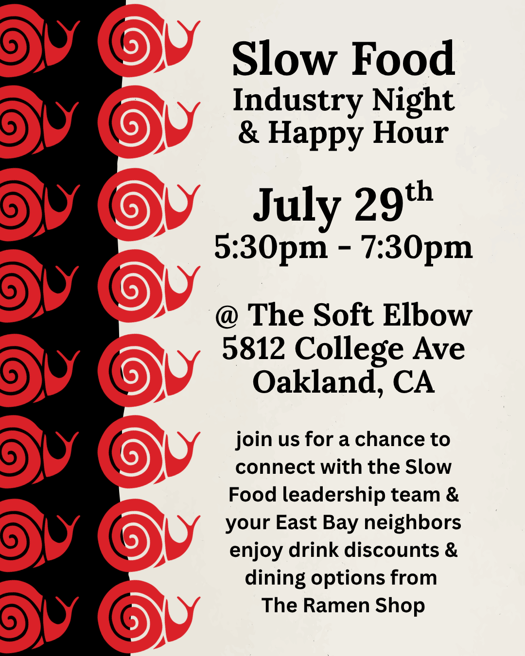 July 29th, 2025: Slow Food Happy Hour & Industry Night