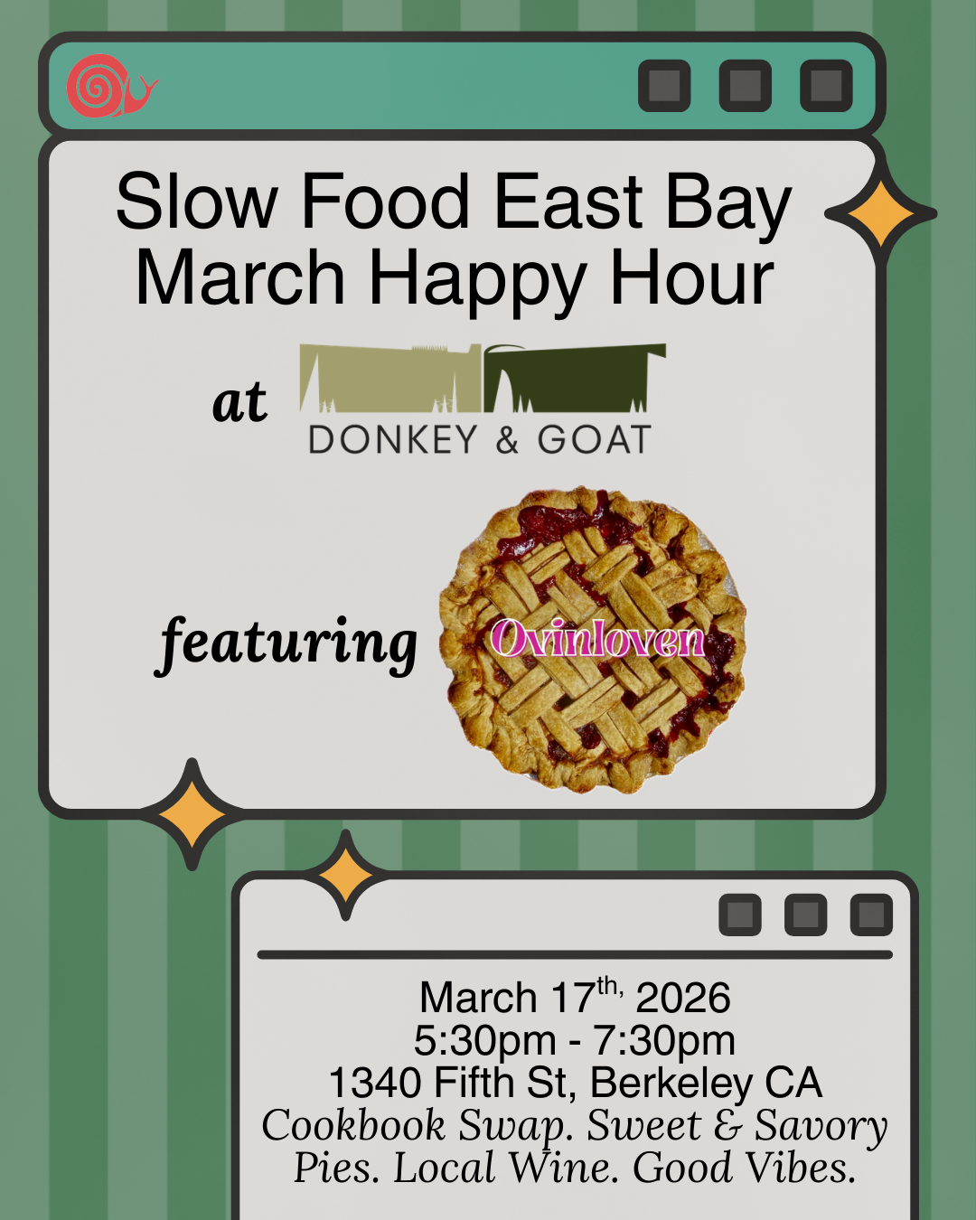 March 17th, 2026: Slow Food Happy Hour at Donkey &amp; Goat