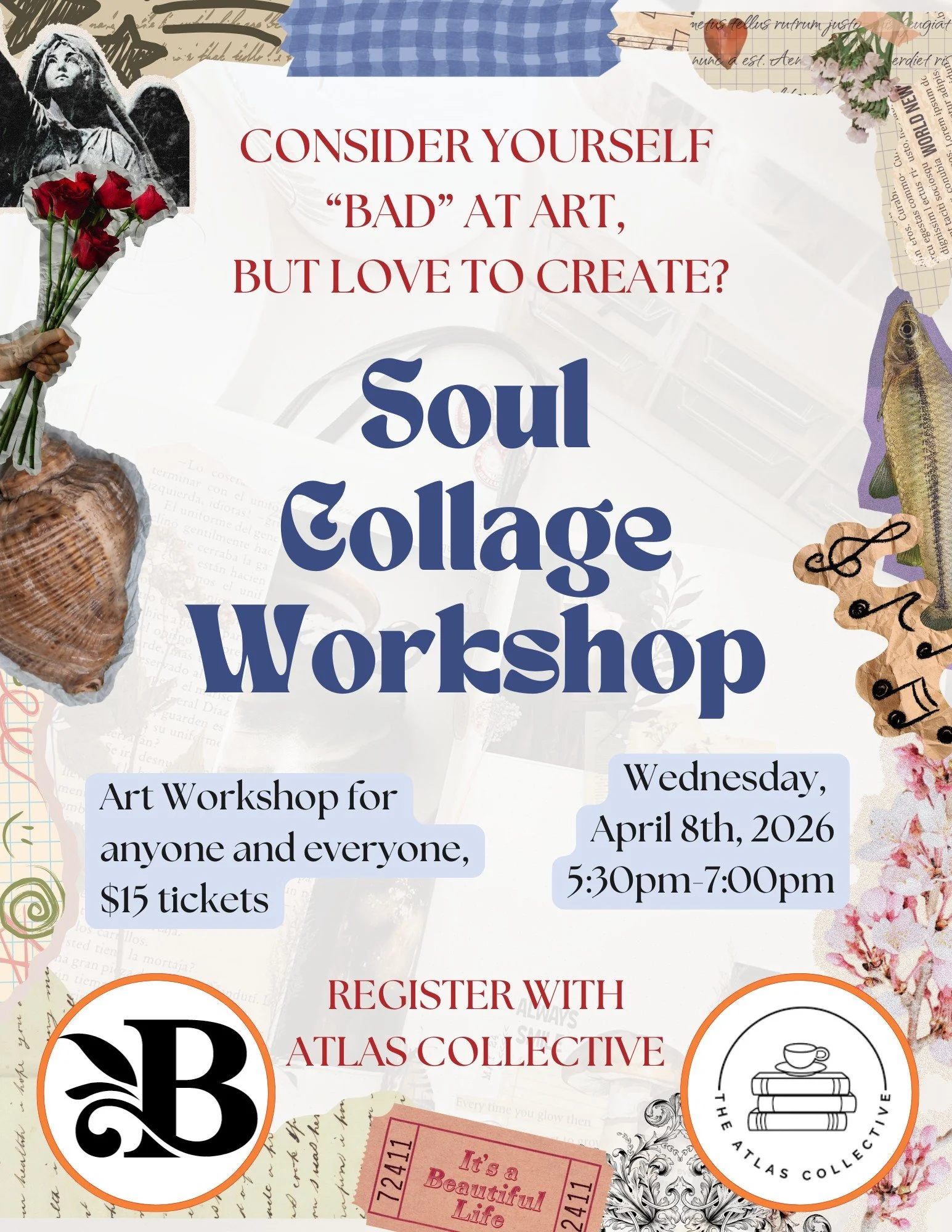 Calling all 'bad artists'! Danny's workshop at the Atlas Collective is for YOU! Join us for a night of collaging as a therapeutic practice and see what emerges. Can't wait to see y'all there! Visit Atlas Collective's website to sign up for our Soul C