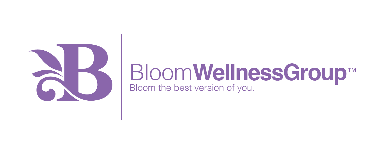 Bloom Wellness Group logo with purple stylized 'B' and tagline 'Bloom the best version of you.'