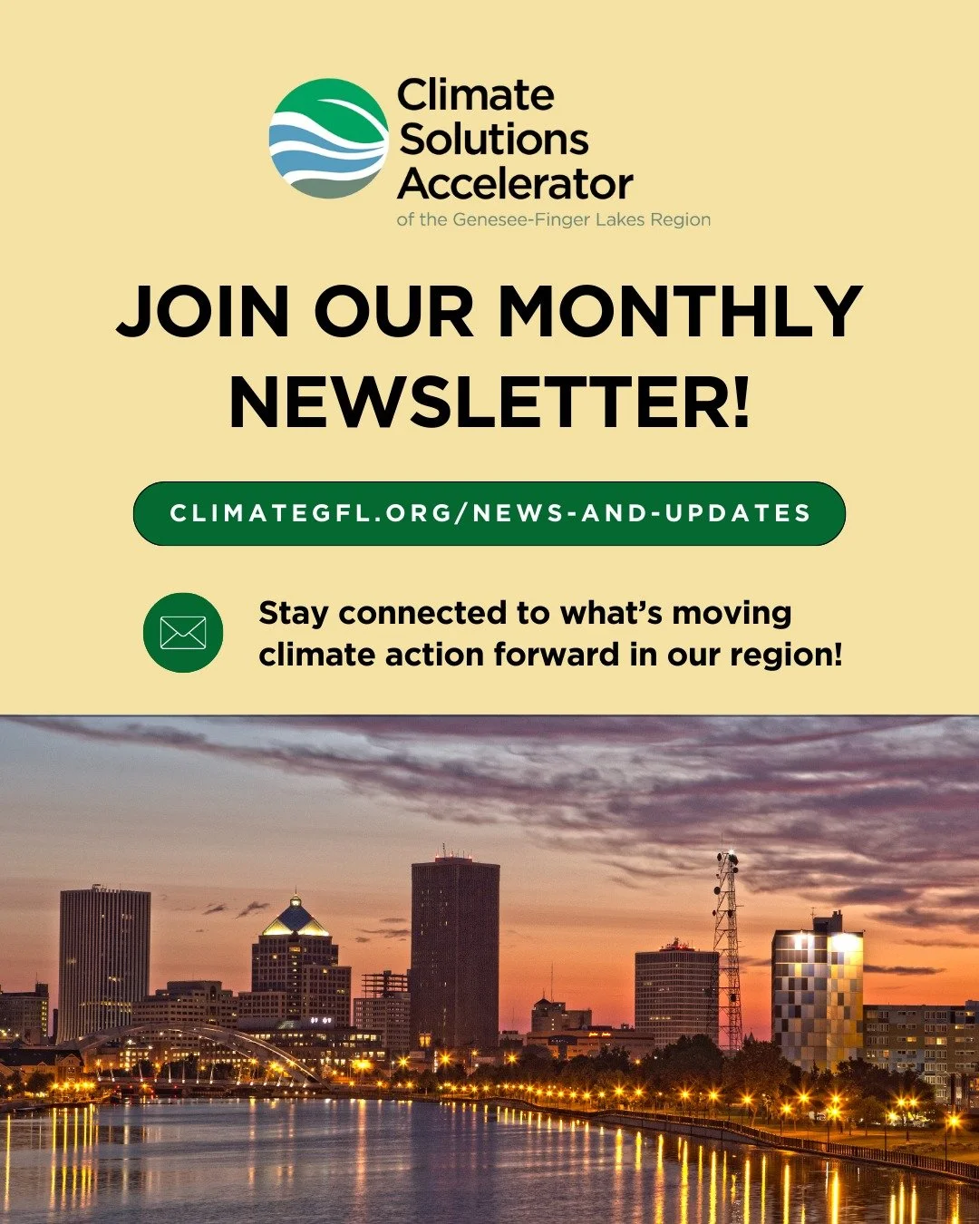 Stay connected to what&rsquo;s moving climate action forward in the Genesee-Finger Lakes. 

This month&rsquo;s highlights:
&bull; We raised $38,311 thanks to incredible supporters like you. 

&bull; We&rsquo;re hiring a Director of Development &amp; 